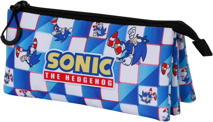 Sega-Sonic Blue Lay-2.0 Fan Triple Pencil Case, Blue