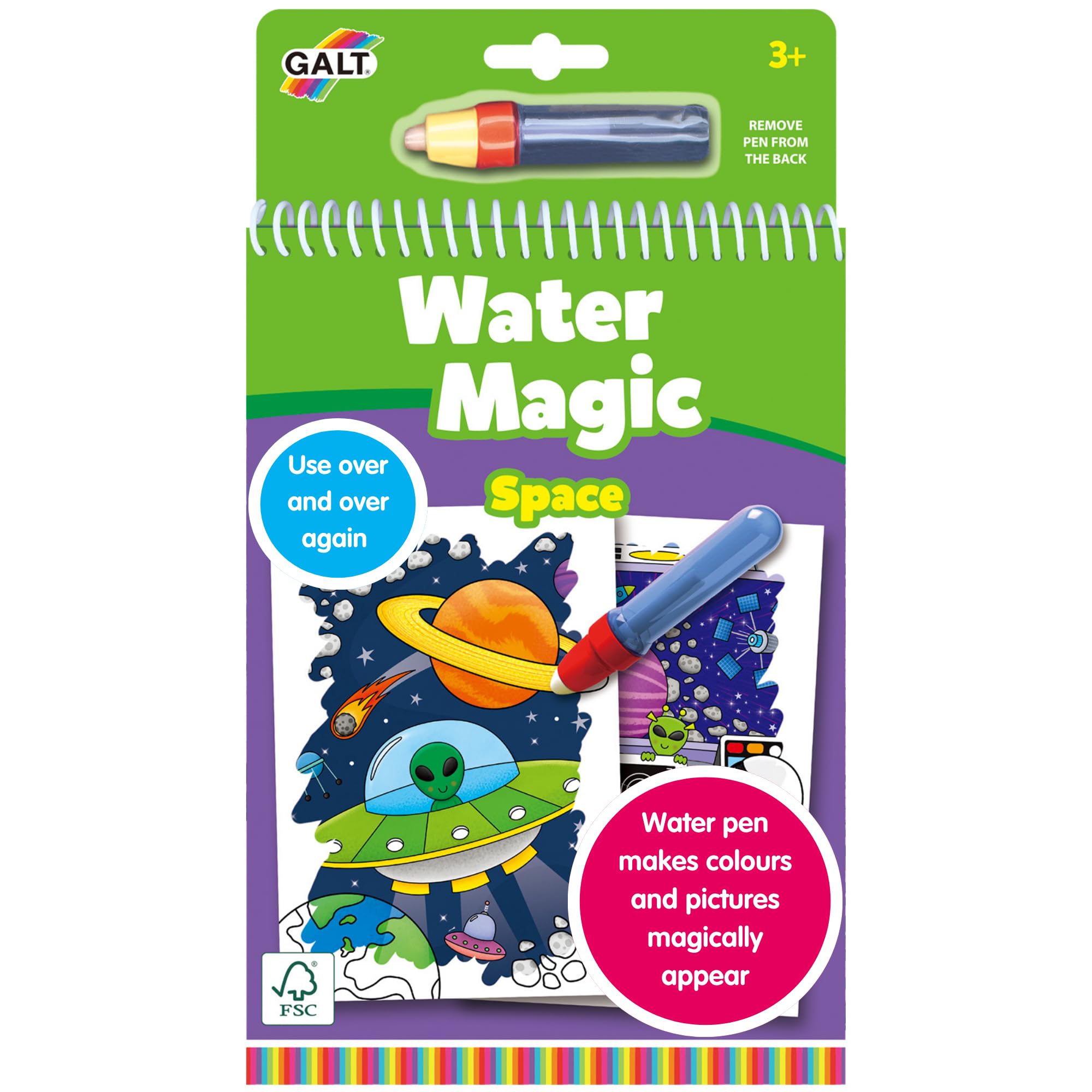 Galt Water Magic Space - Reusable Water-Reveal Colouring Book for Kids