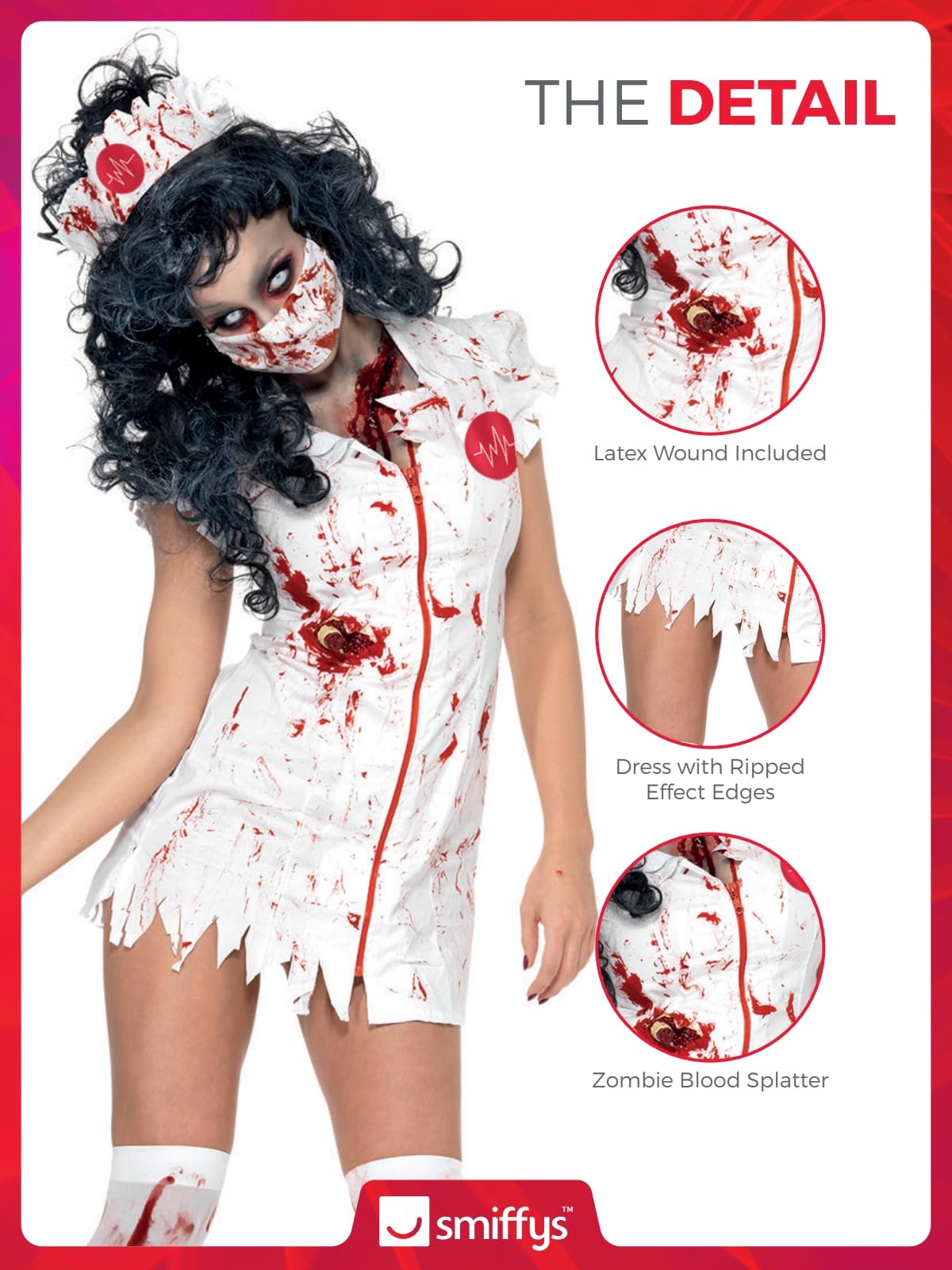 Smiffys Ladies Zombie Blood Stained Nurse Costume - Small 7