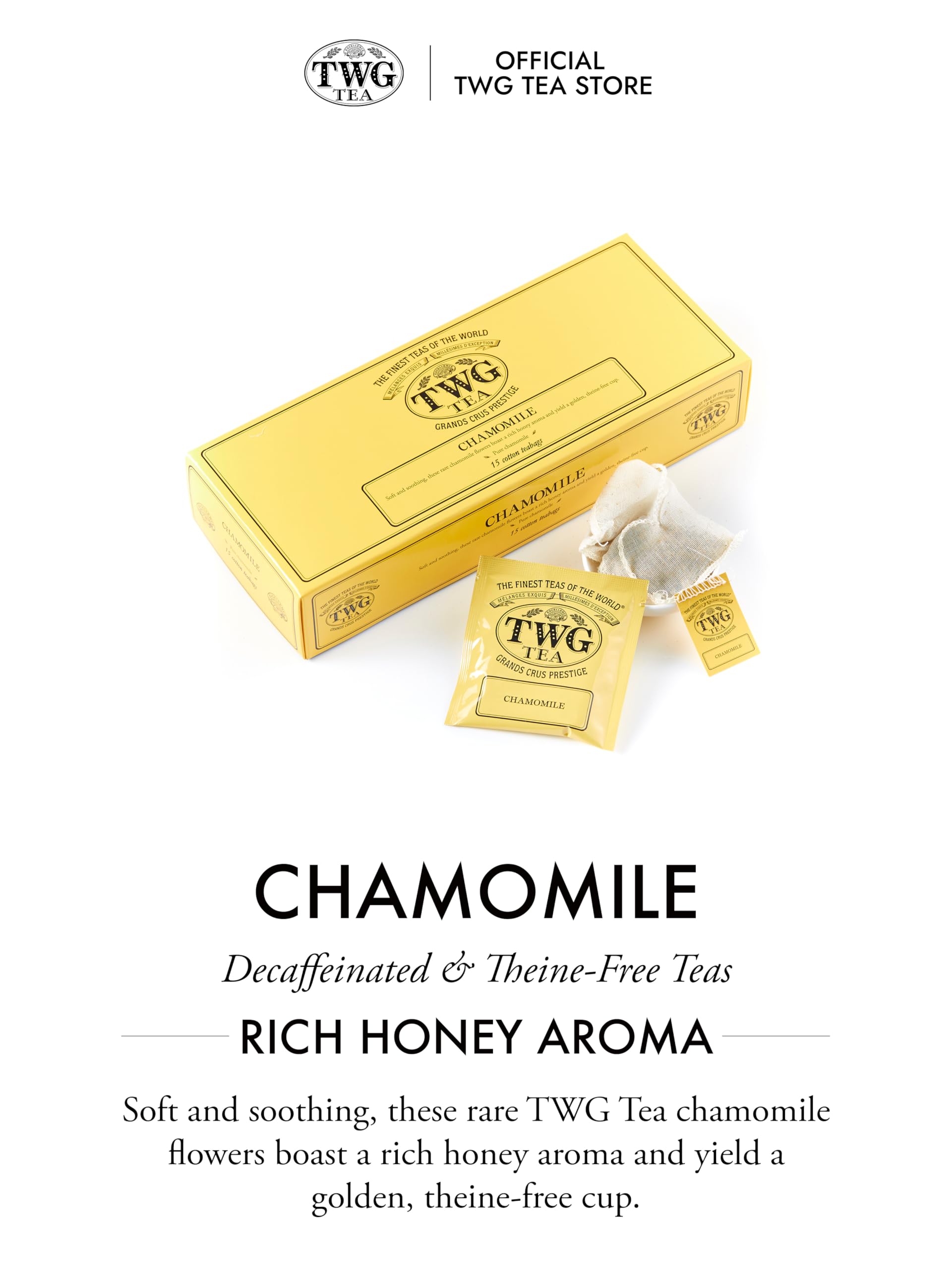 TWG Tea Chamomile Herbal Tea | Decaffeinated & Theine-Free | 15 Hand-Sewn Cotton Teabags 4