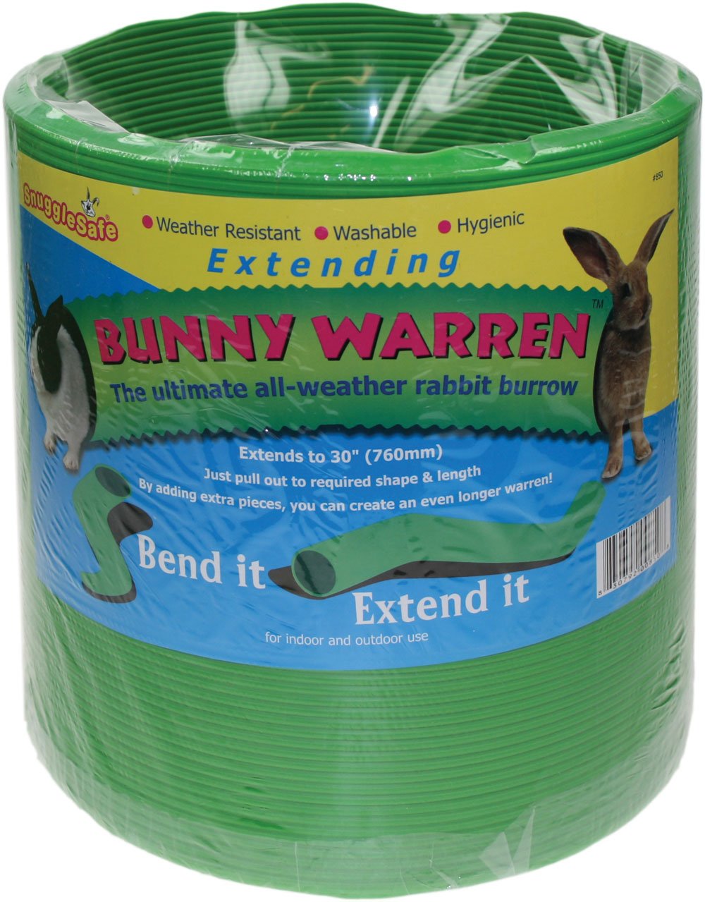Snugglesafe All Weather Flexible Bunny Warren Fun Tunnel for Small Animals | 76cm Length | Green Plastic