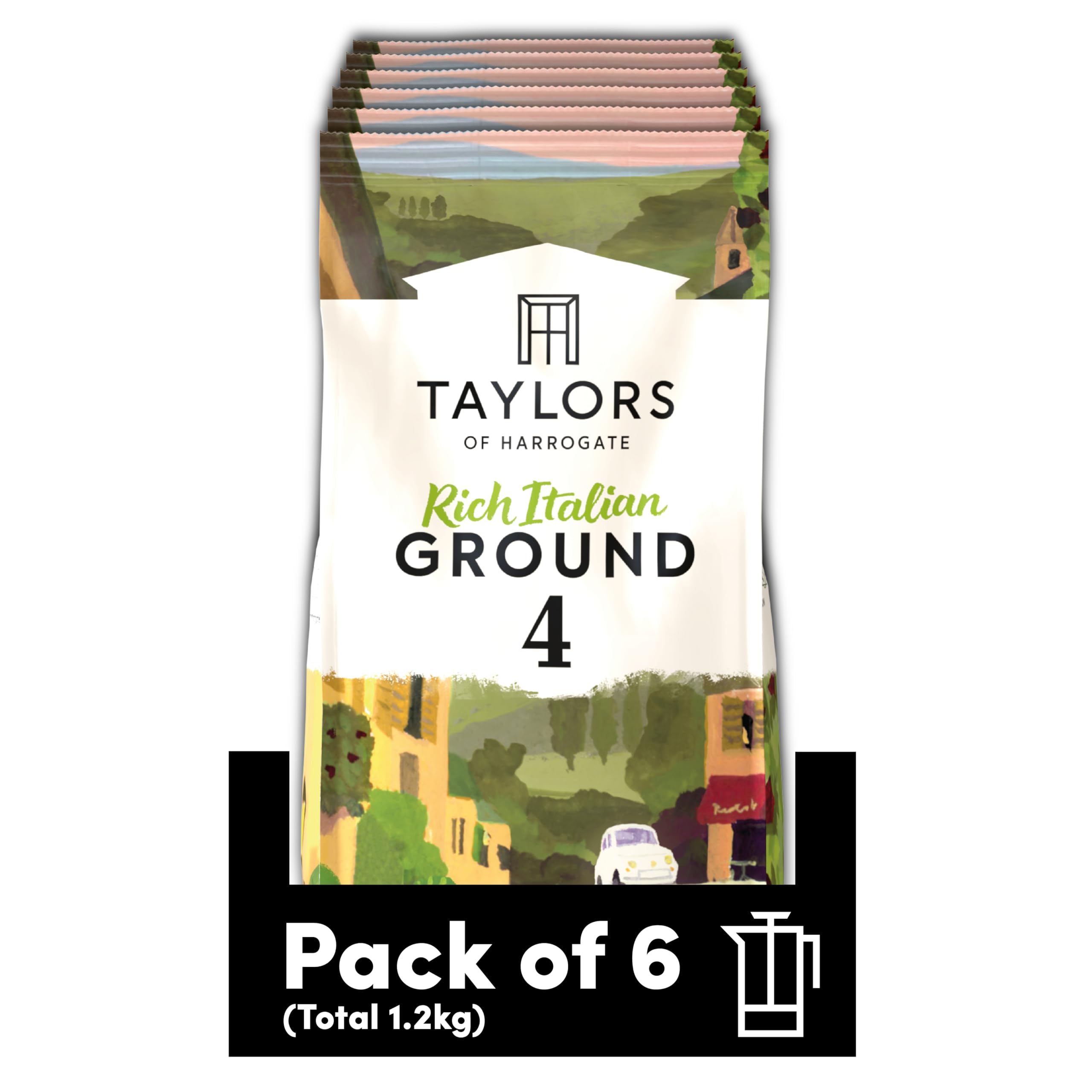 Taylors of Harrogate Rich Italian Ground Coffee (200g Pack of 6 - Total 1.2kg)