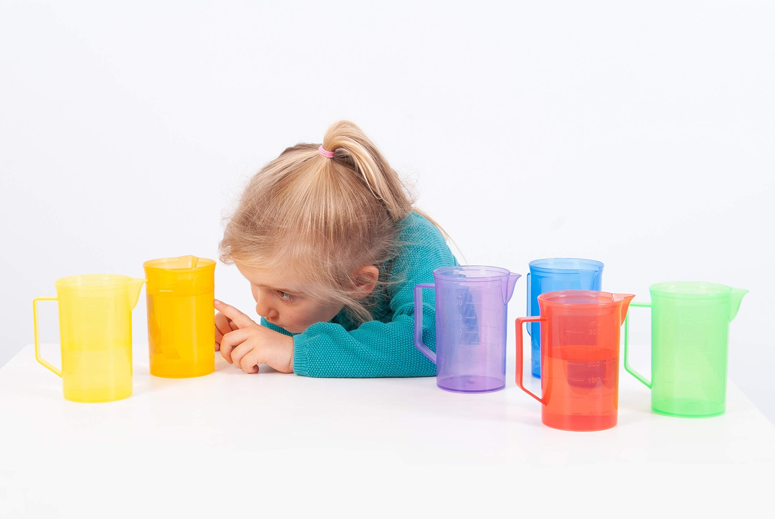 TickiT 6 Piece Translucent Colour Jug Set - Educational Sand & Water Play Cups for Toddlers 6