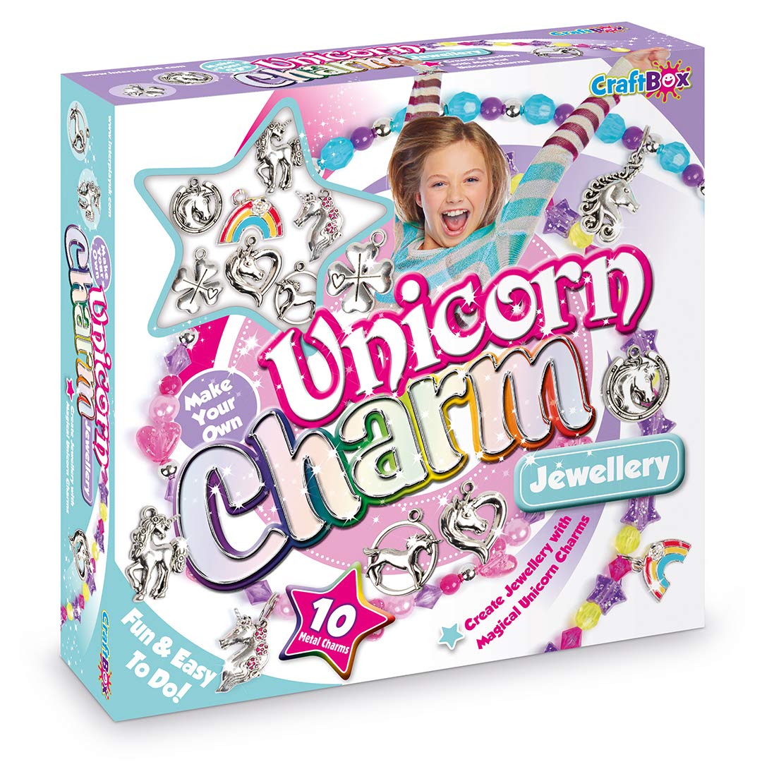 Craftbox CB806 Unicorn Charm Jewellery Craft Set - Create 10+ Pieces, Ages 4+ 10