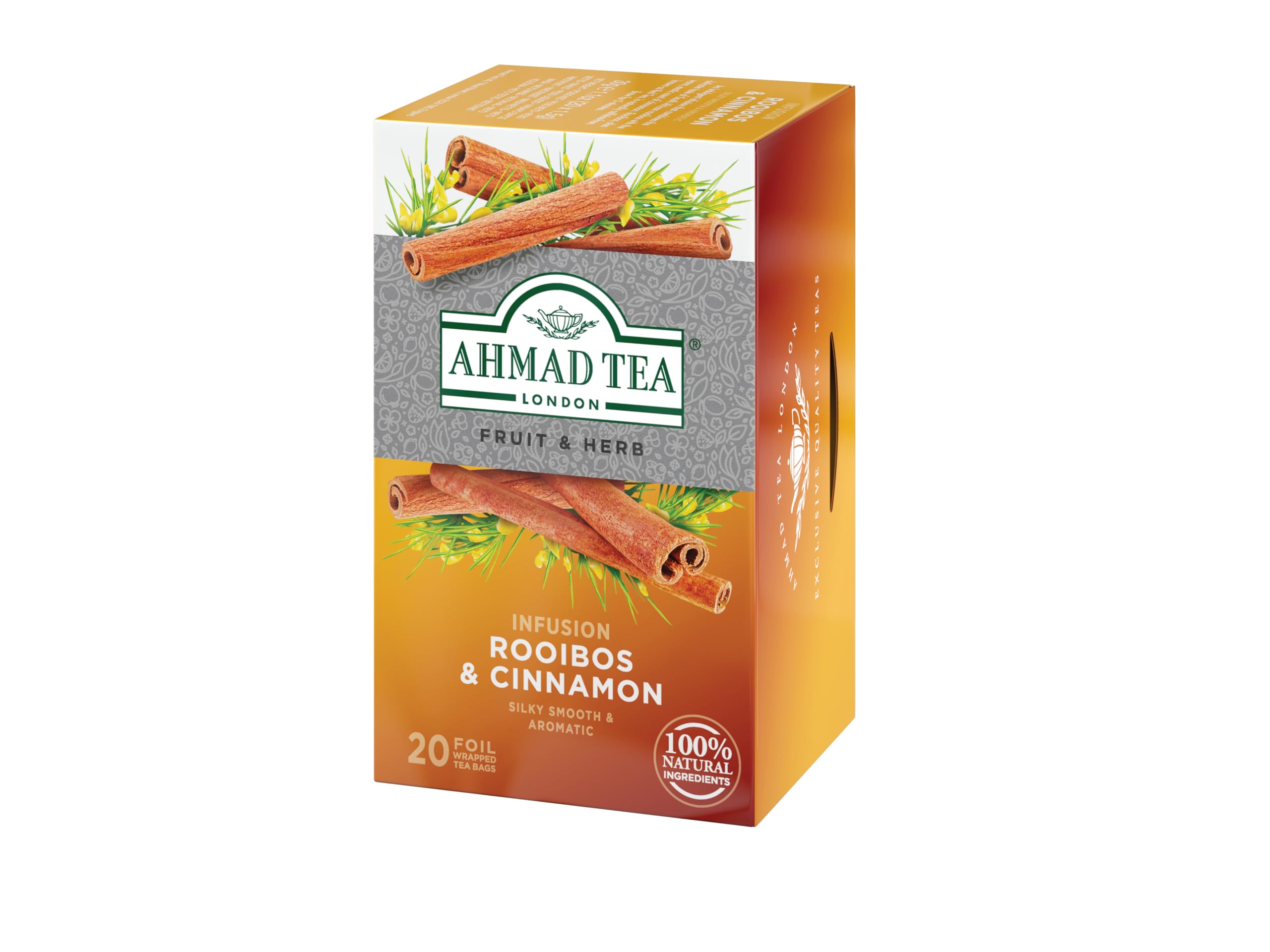 Ahmad Tea Rooibos & Cinnamon Herbal Infusion - 20 Individually Foil-Wrapped Teabags 3