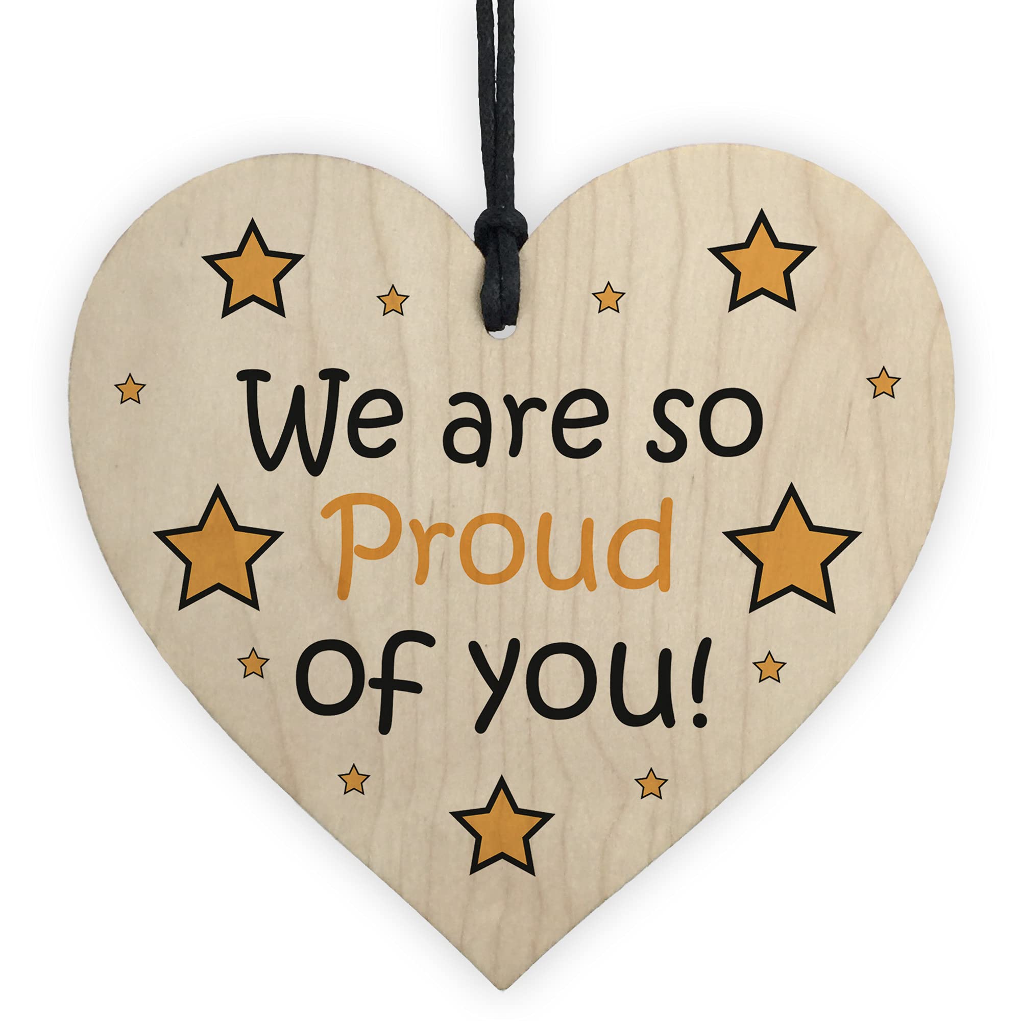 RED OCEAN Proud Of You Wooden Plaque Gift for Son or Daughter | Rustic Style | 10x10cm Black