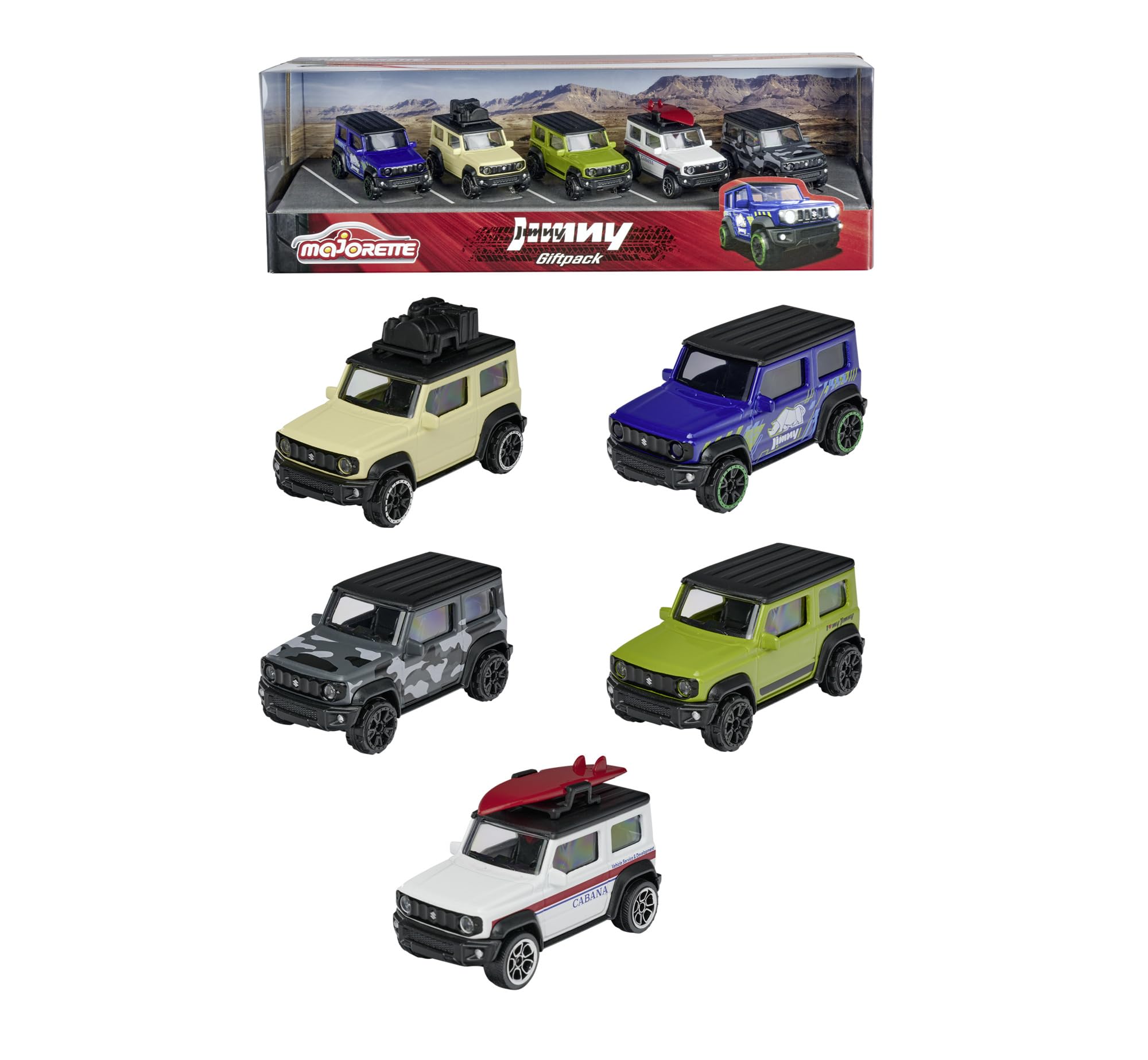 Majorette Suzuki Jimny 5-Pack Metal Collectible SUV Toy Cars | 7.5 cm | Ages 3+