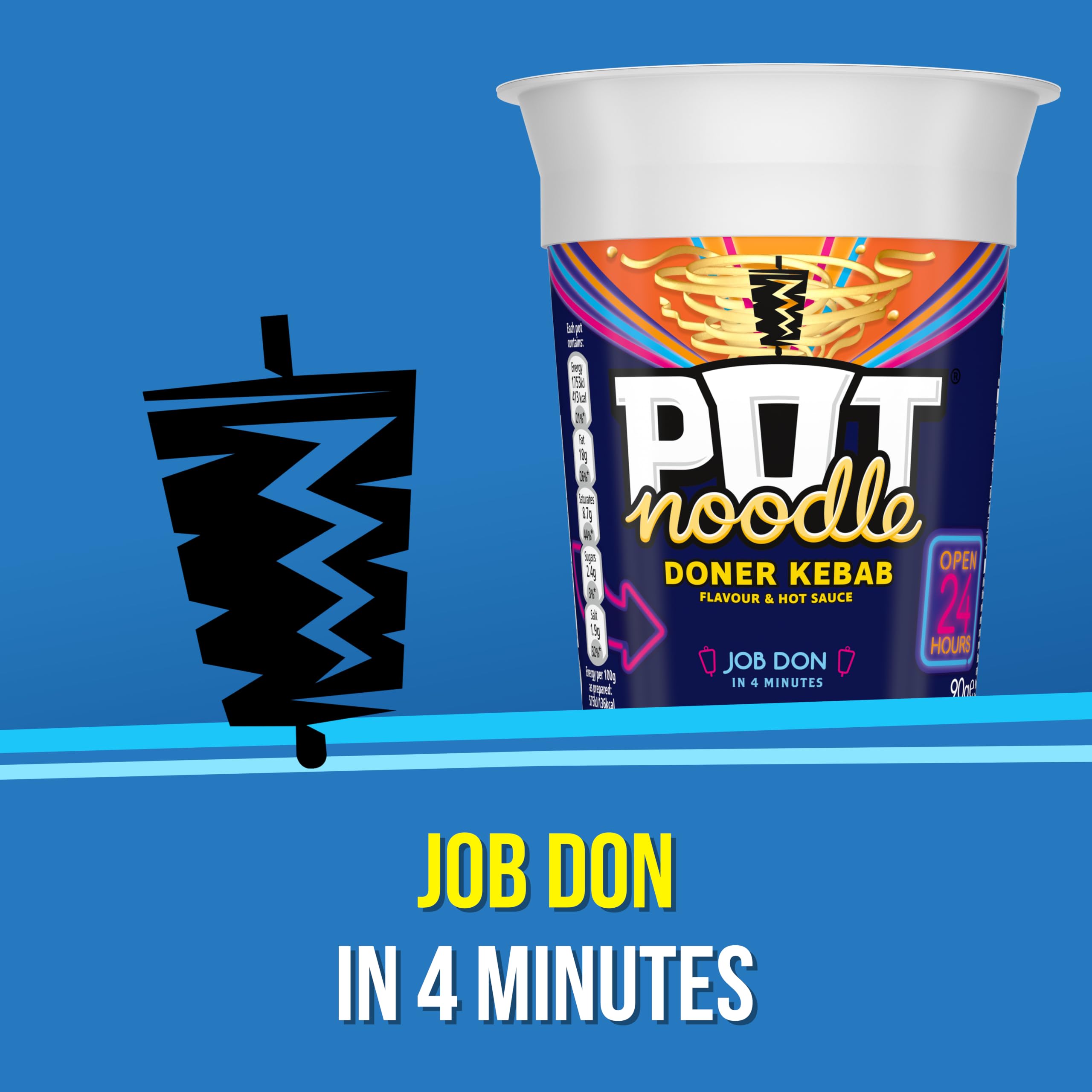 Pot Noodle Doner Kebab Instant Noodles - 12 x 90g Pots 6