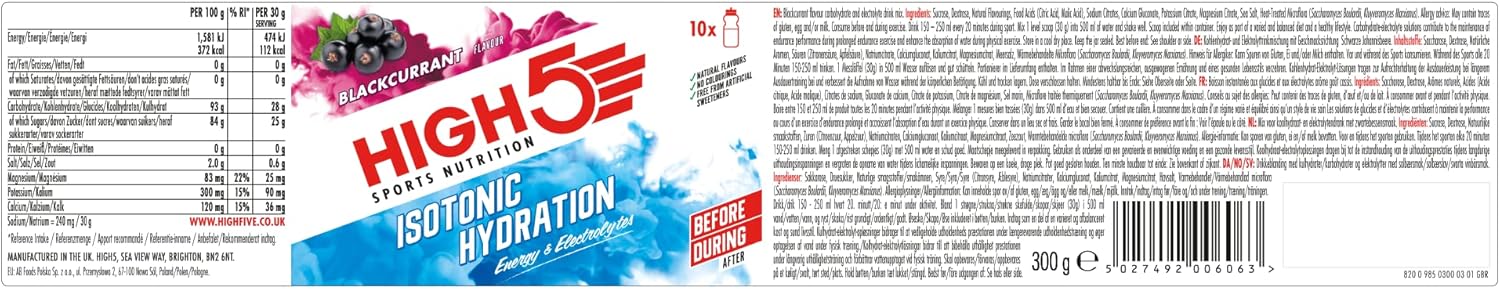HIGH5 Isotonic Hydration Energy Drink Powder | Electrolyte & Carbohydrate Mix with Postbiotics | 28g Carbs, Tropical & Blackcurrant 4