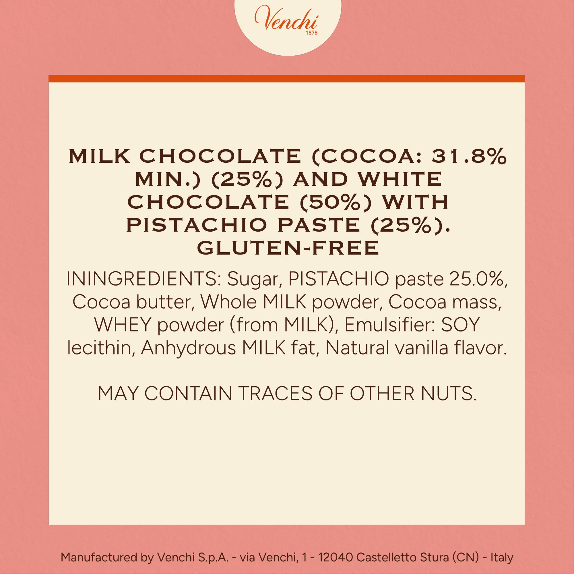 Venchi Cremino Bar Pistachio, Milk and White Chocolate with Pistachio Paste 5