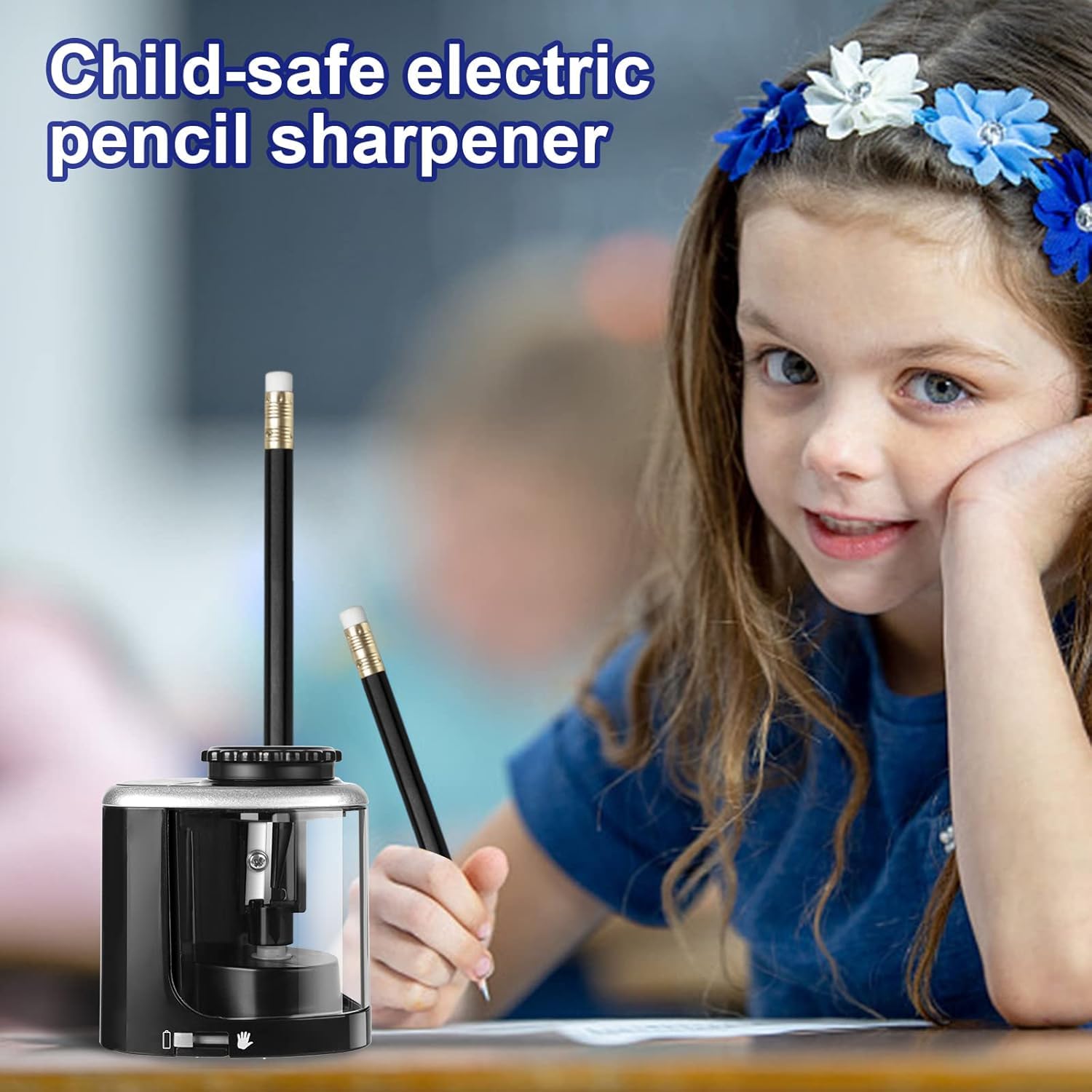 elzle Electric Pencil Sharpener - Dual Mode (Electric/Manual) | Fast 3-5 Sec Sharpening | Black 2