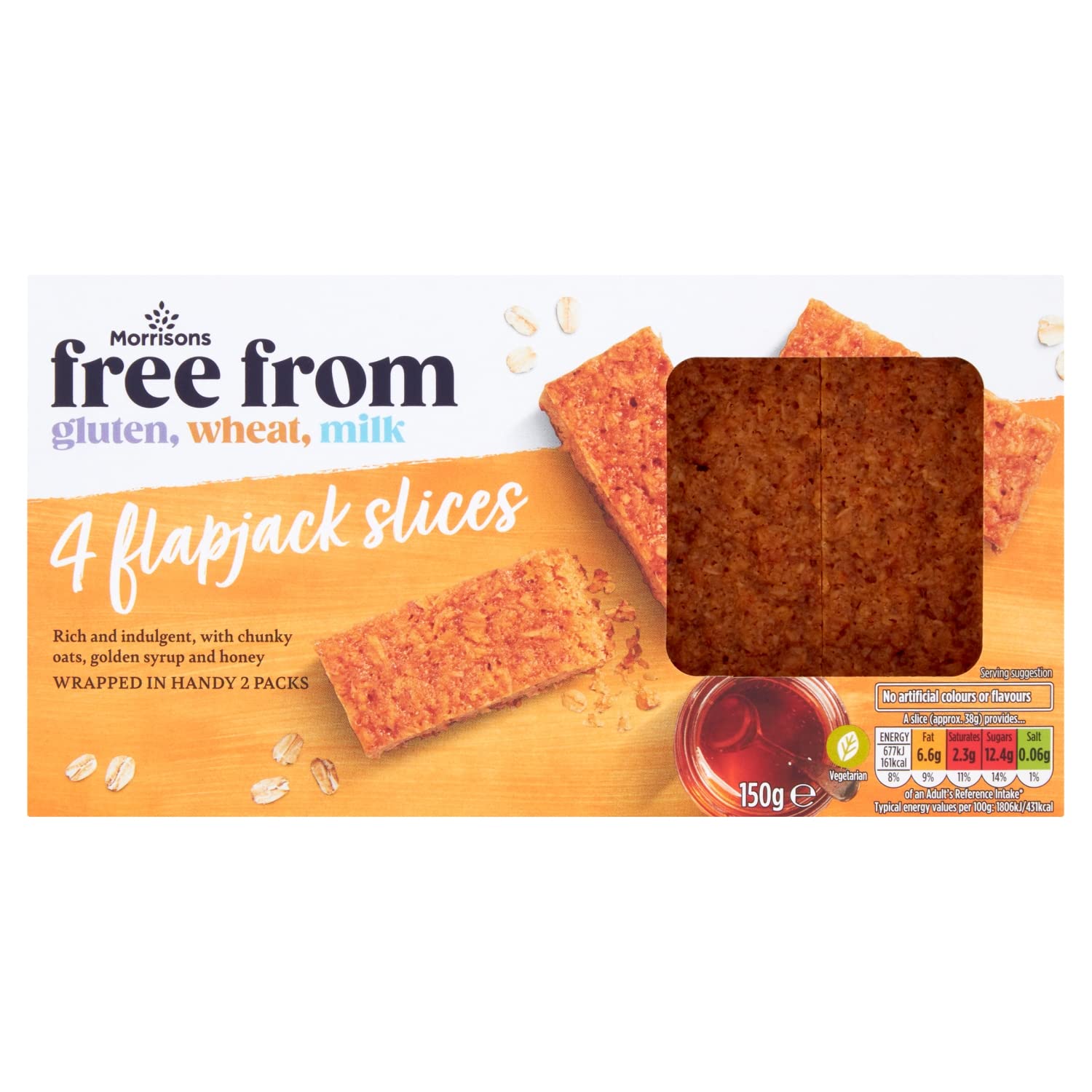 Morrisons Free From Flapjack 150g - Gluten, Wheat & Milk Free Oat Slices
