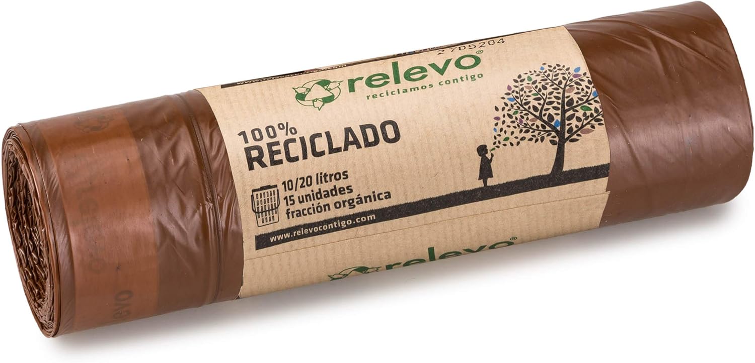 Relevo 100% Recycled Heavy Duty Bin Liners 20L - 15 Bags