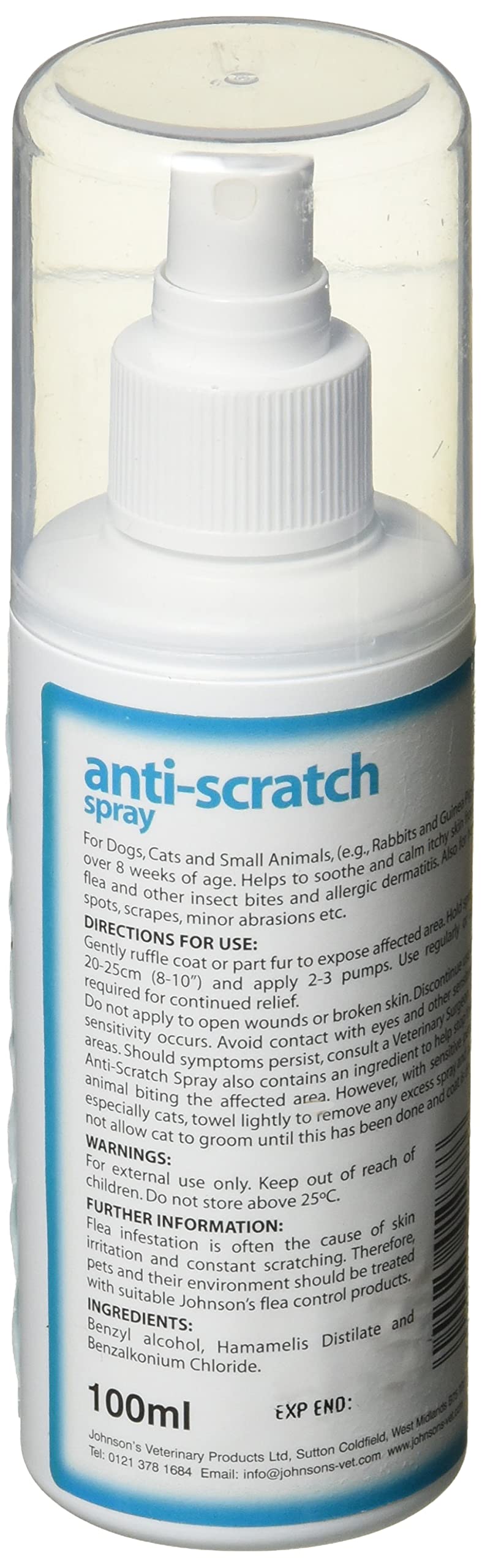 Johnsons Vet Anti-Scratch Spray for Dogs and Cats - 100 ml