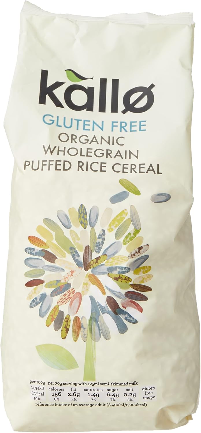 Kallo Gluten Free Organic Wholegrain Puffed Rice Cereal, 225g