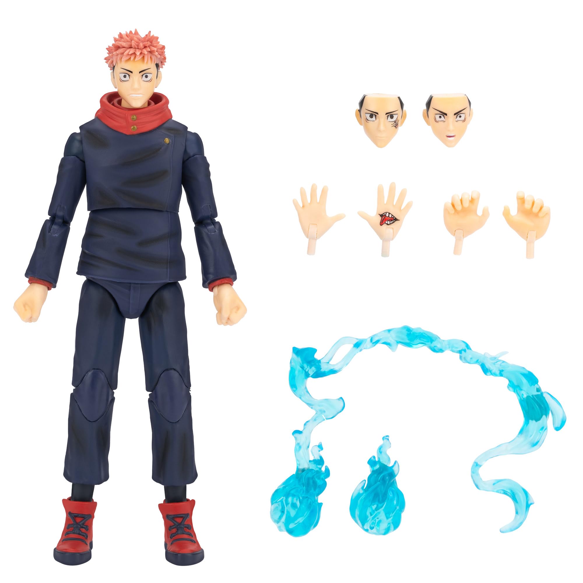 Total Anime Jujutsu Kaisen Yuji Itadori 6.5-Inch Poseable Figure with Swappable Faces & Effects