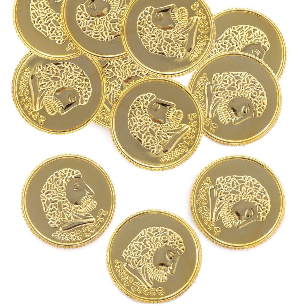Baker Ross AW517 Gold Treasure Coins - 50 Pack of Glittering Pirate Coins for Kids' Games & Party Favors