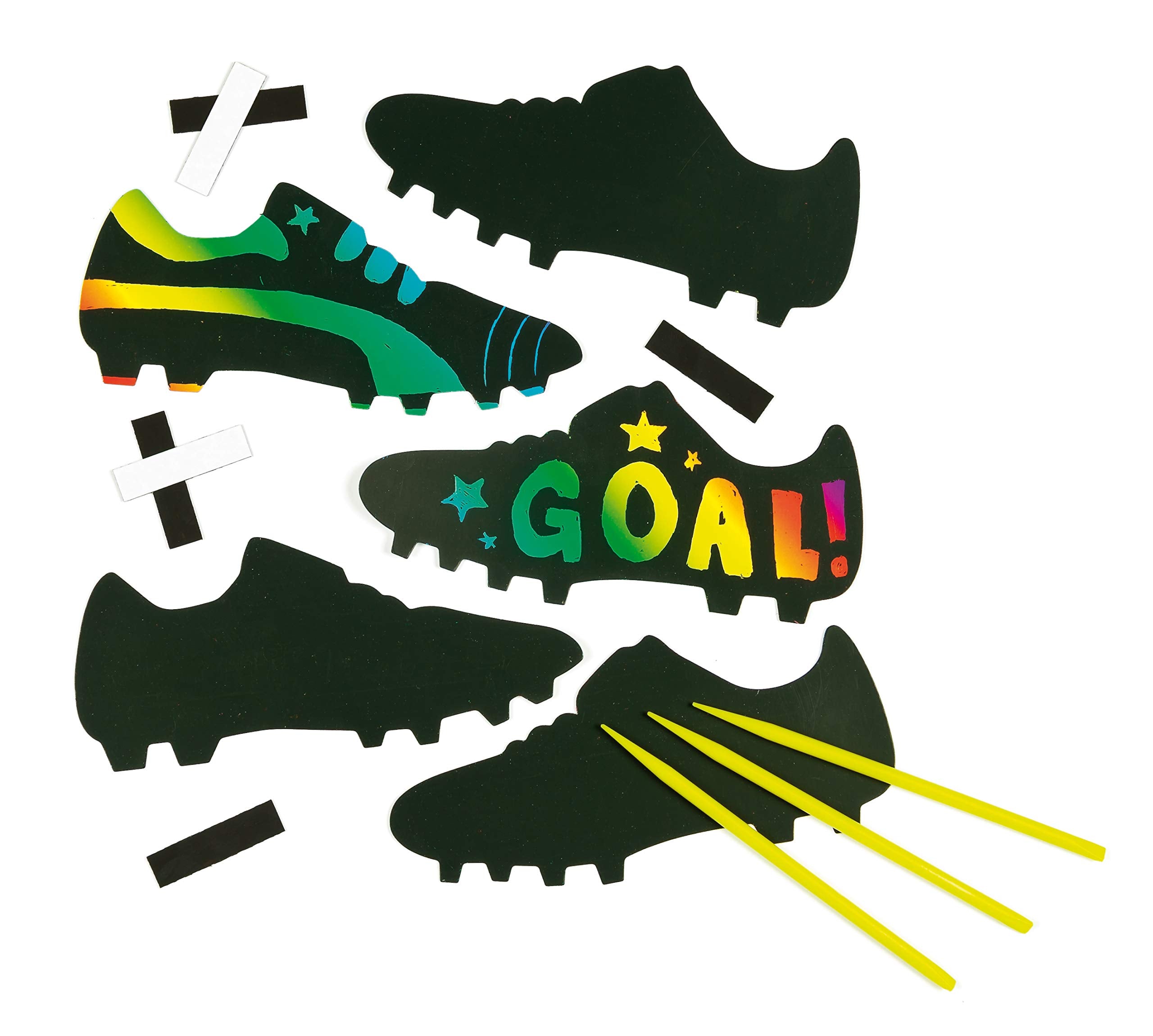 Baker Ross Football Boot Scratch Art Magnets - 10 Pack | Self-Adhesive | Includes Tools 1