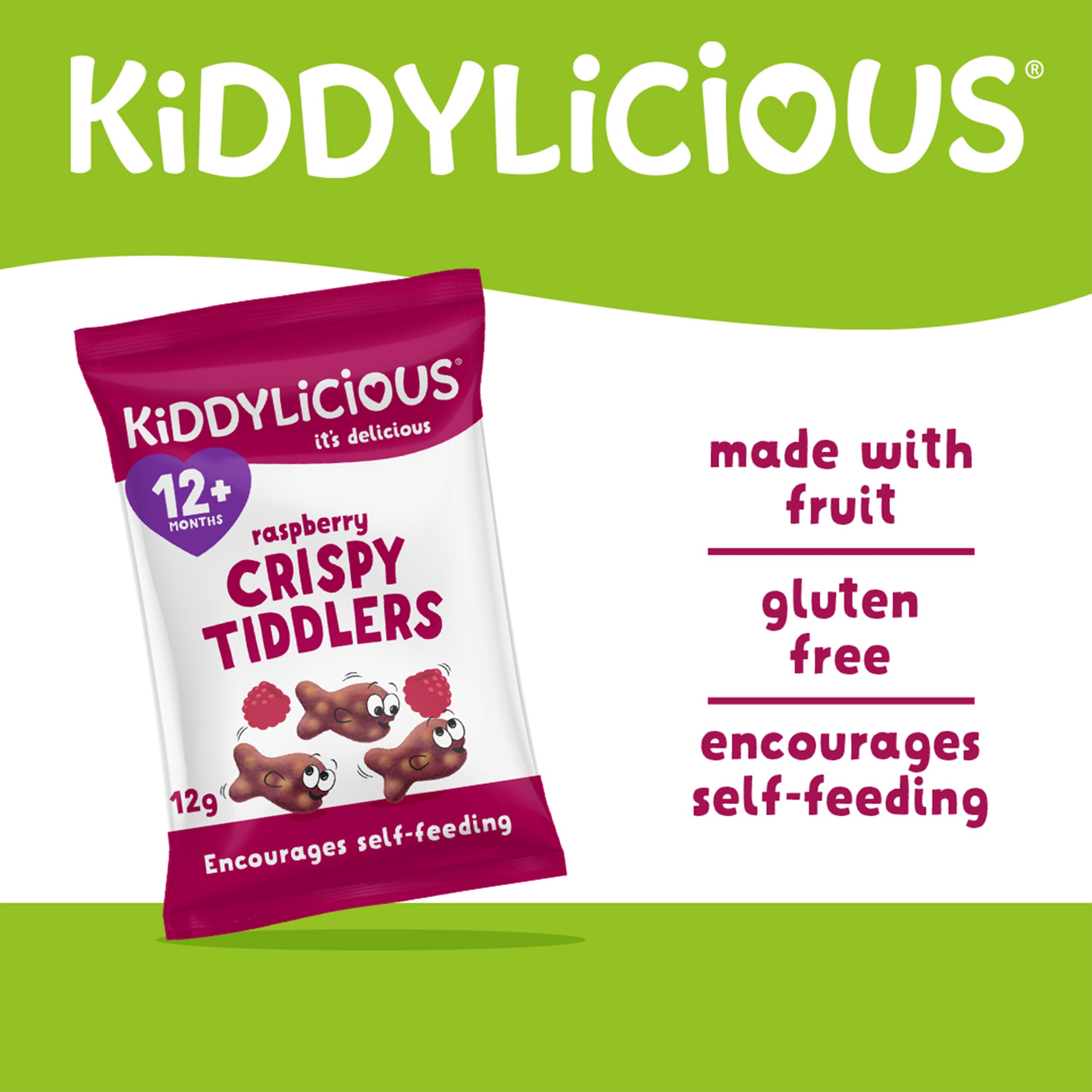 Kiddylicious Crispy Tiddlers Raspberry - Real Fruit Kids Snack 510g 3