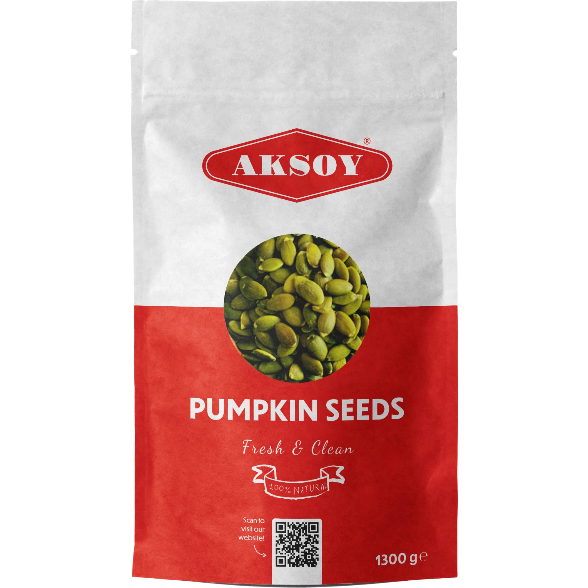 AKSOY Raw Pumpkin Seeds - 1300g | GMO-Free, Vegan, High Protein & Fiber 5