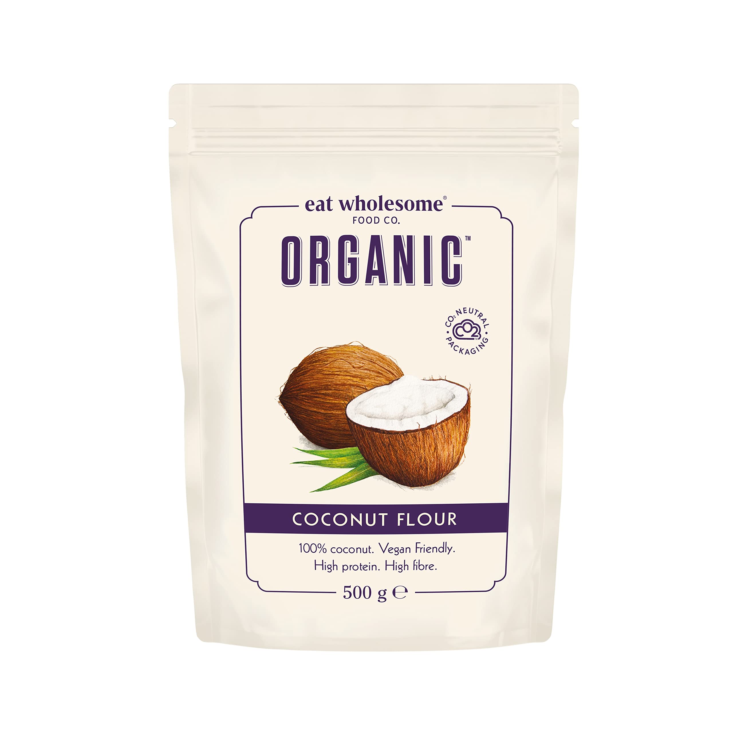 Eat Wholesome Organic Coconut Flour, 500g - High Protein, High Fibre, 100% Coconut