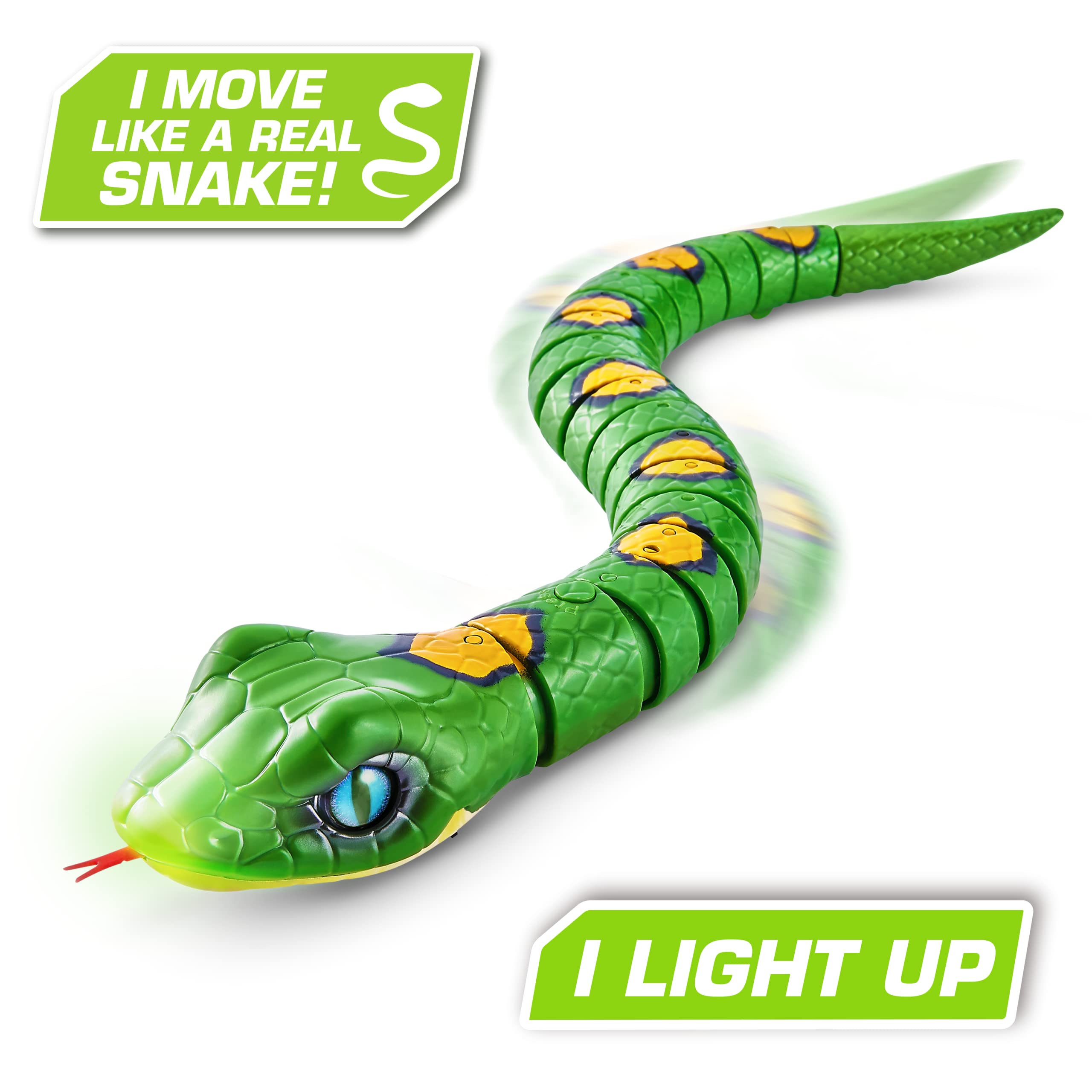Robo Alive Snake Series 3 - Realistic Robotic Toy Pet with Light-Up Mouth & Slithering Movement (Green) 6