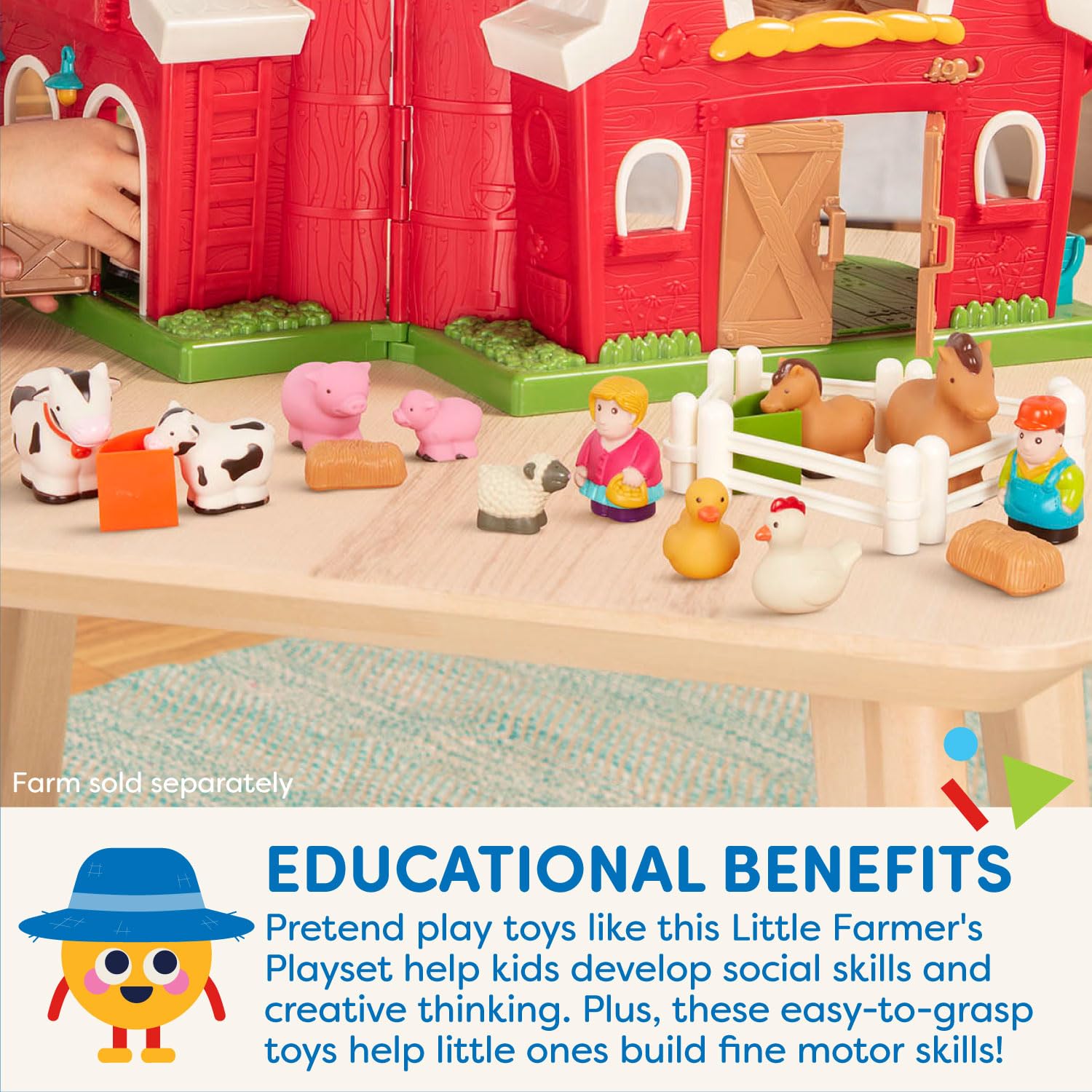 Battat Farm Animal Play Set - 25-Piece Farm Playset with Tractor, Animals & Fences 6