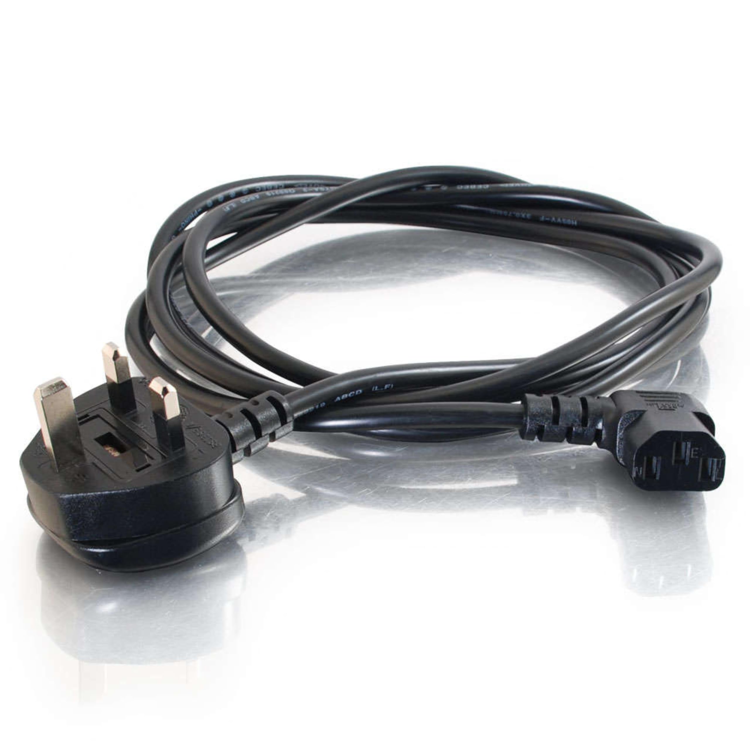 C2G 2 Metre 16 AWG Right Angle Power Cable (IEC320C13R to BS1363) - Heavy Duty Kettle Lead 9