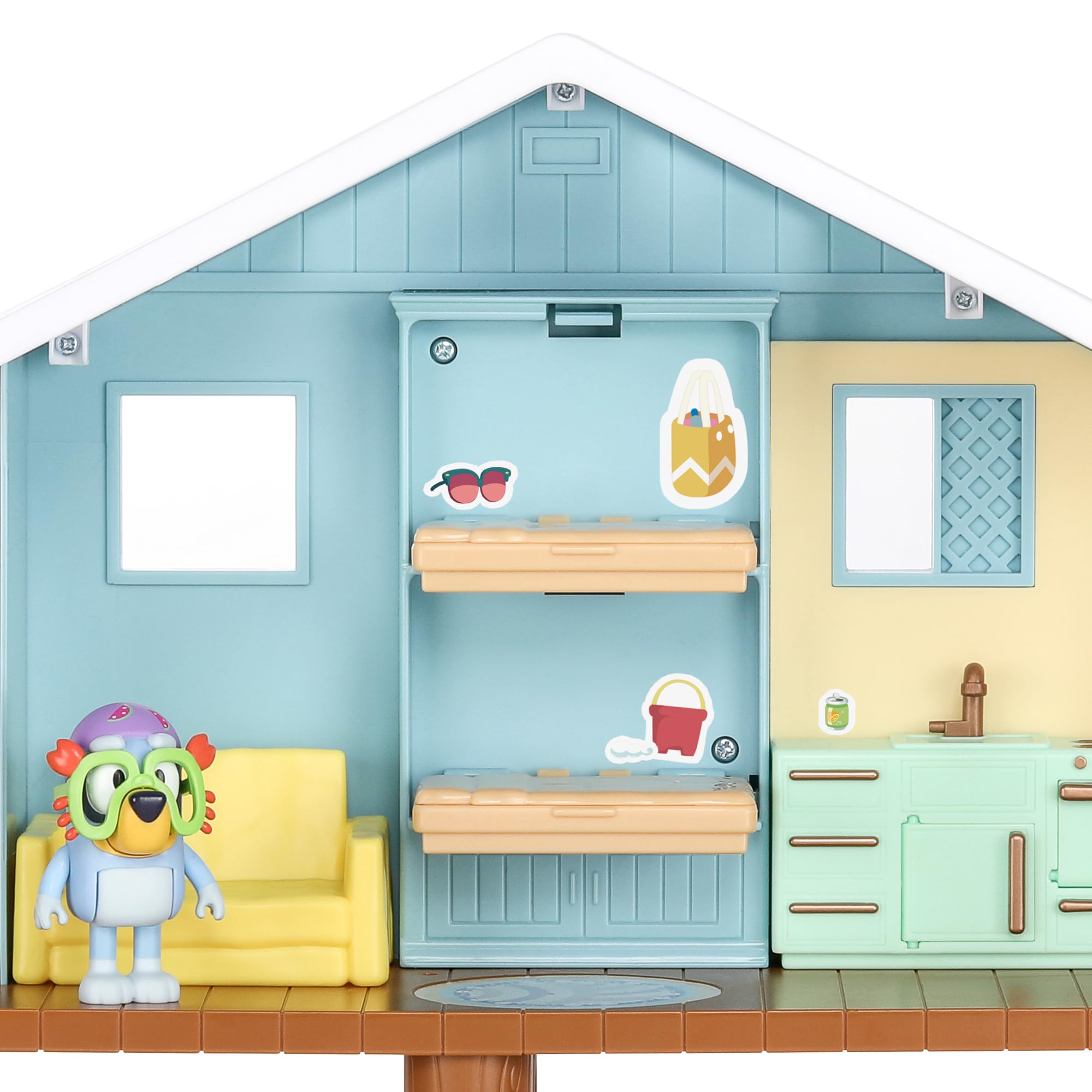 Bluey Beach Cabin Playset - 10+ Piece Playset with Exclusive Figure & Sticker Sheet 5