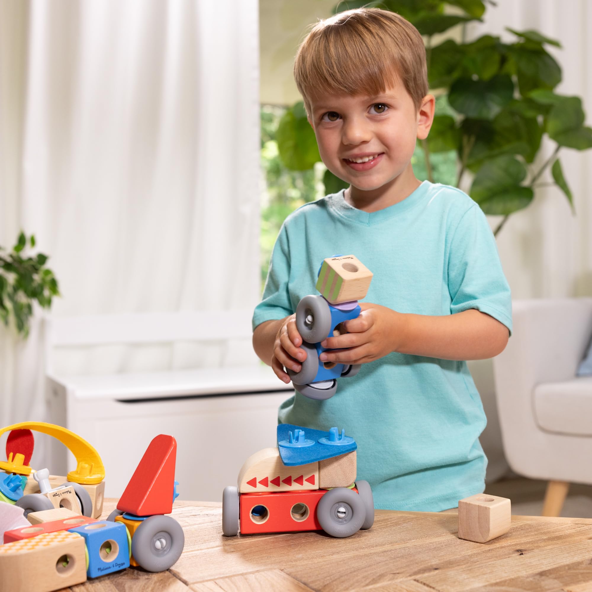 Melissa & Doug Blockables Vehicles Snap And Play Set | 54 Connectable Pieces | Ages 2+