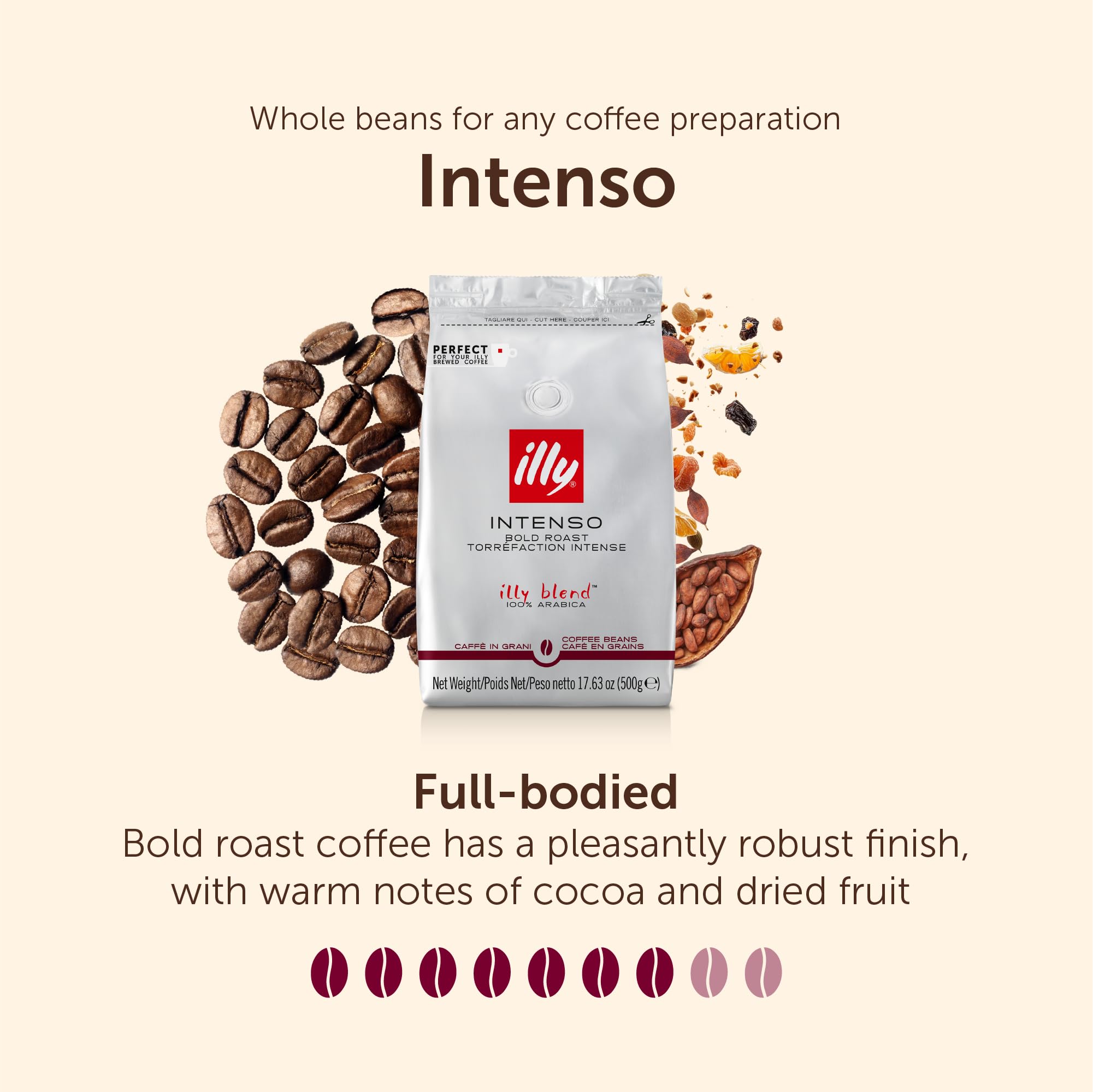 illy Intenso Whole Bean Coffee - 100% Arabica Dark Roast - 500g Refill Pouch 7