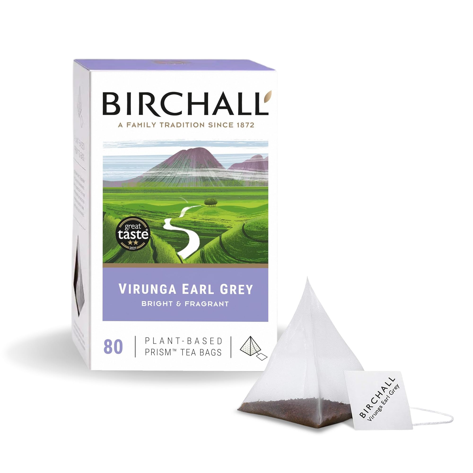 Birchall Virunga Earl Grey Tea - Afternoon Black Tea with Bergamot & Cornflowers - 250g (80 Plant-Based Tea Bags)