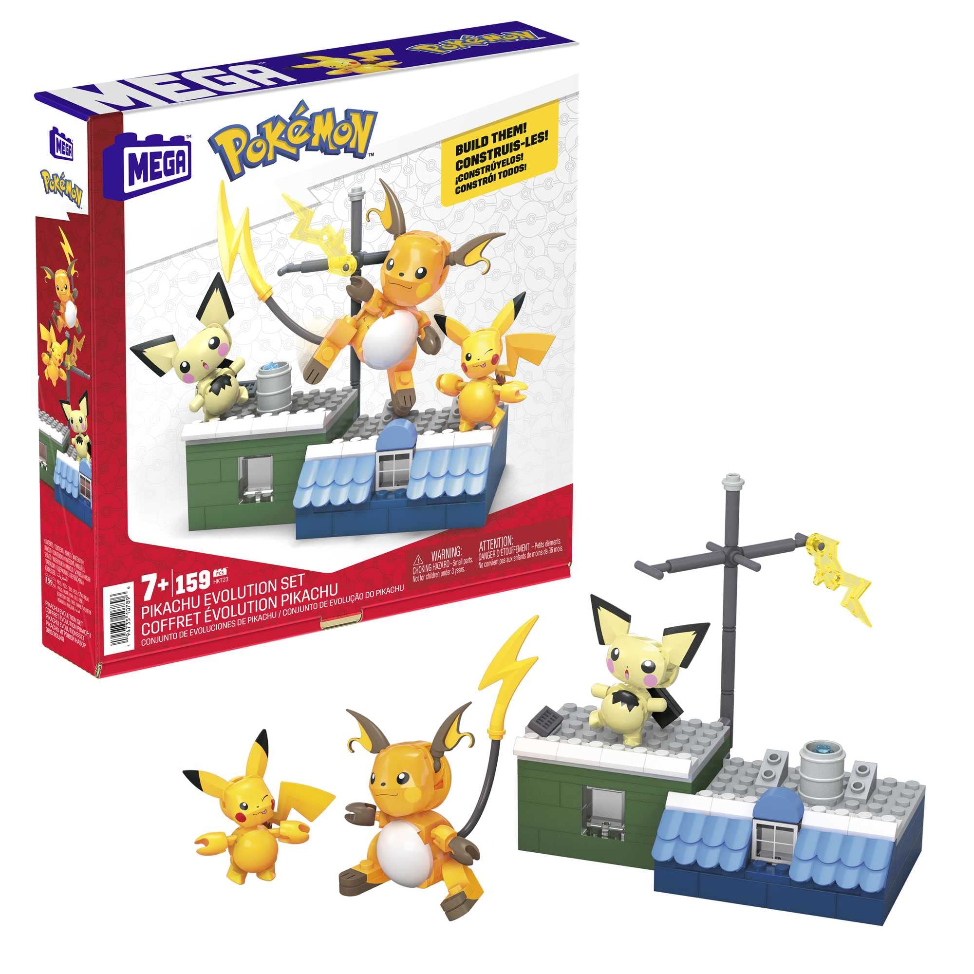 MEGA Pokémon Pikachu Evolution Building Set - 160-Piece Action Figure Playset for Kids 6+