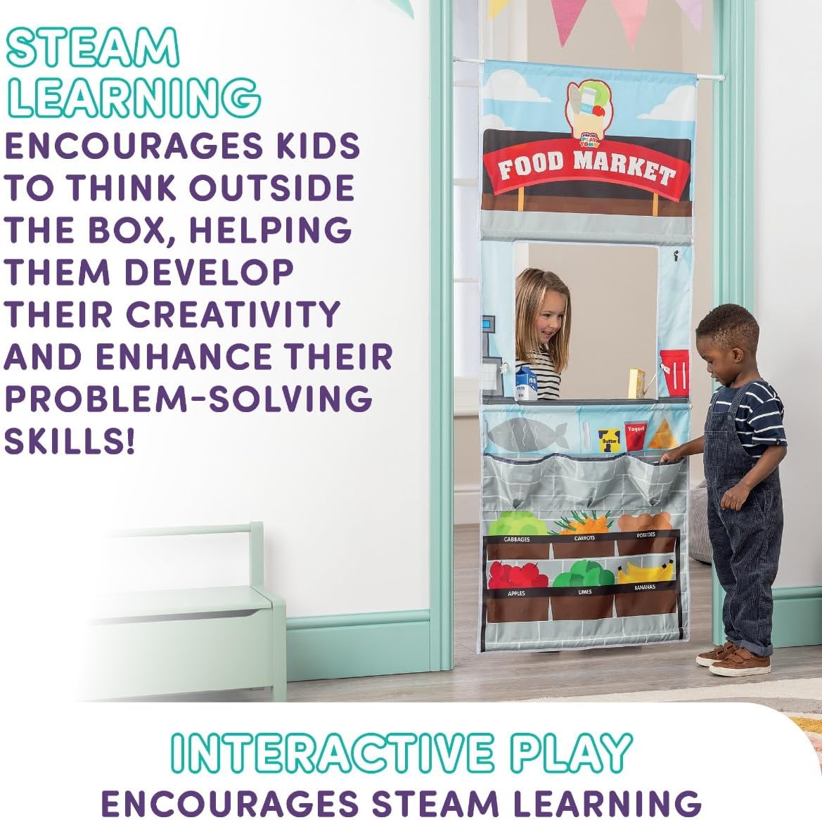 Playhouse Pop Up Play Town Hanging Doorway Food Market Role Play Curtain 7