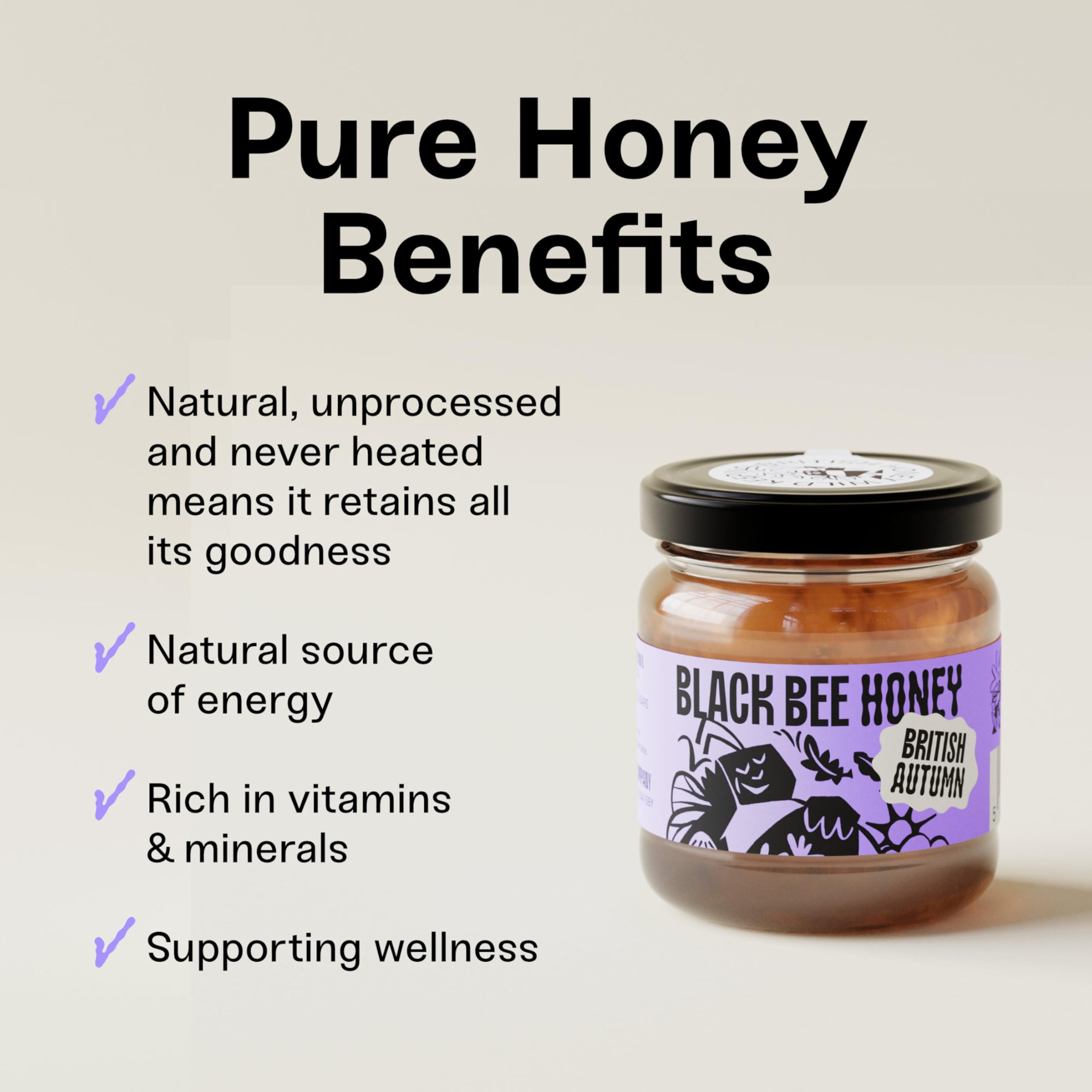 Black Bee Honey Gift Set - 4x 42g British Honey Pack, Creamy Light Spring 4