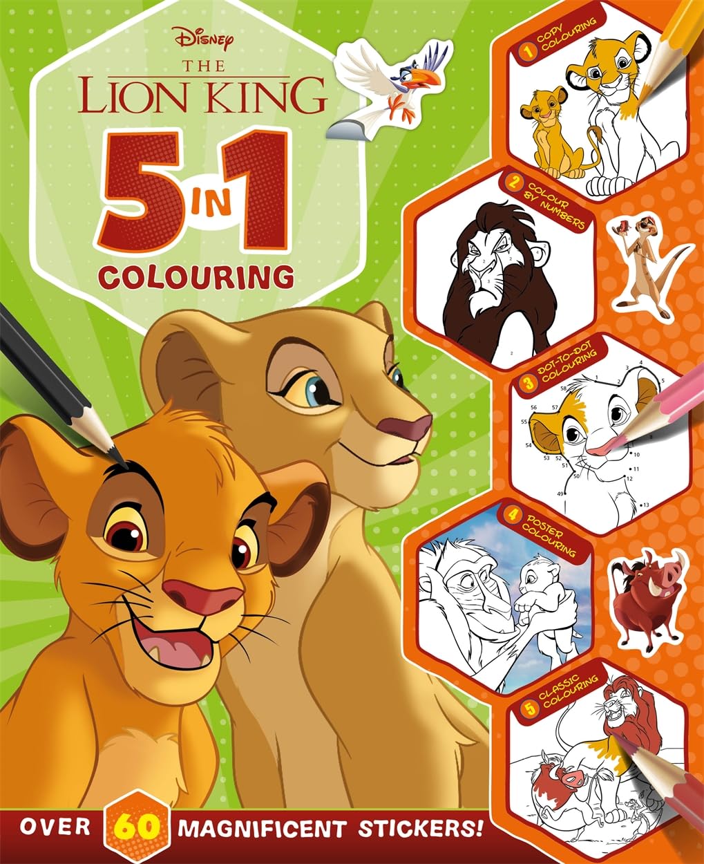 Autumn Disney The Lion King 5 in 1 Colouring Book | Dot-to-Dot, Copy Colouring | Ages 4-6