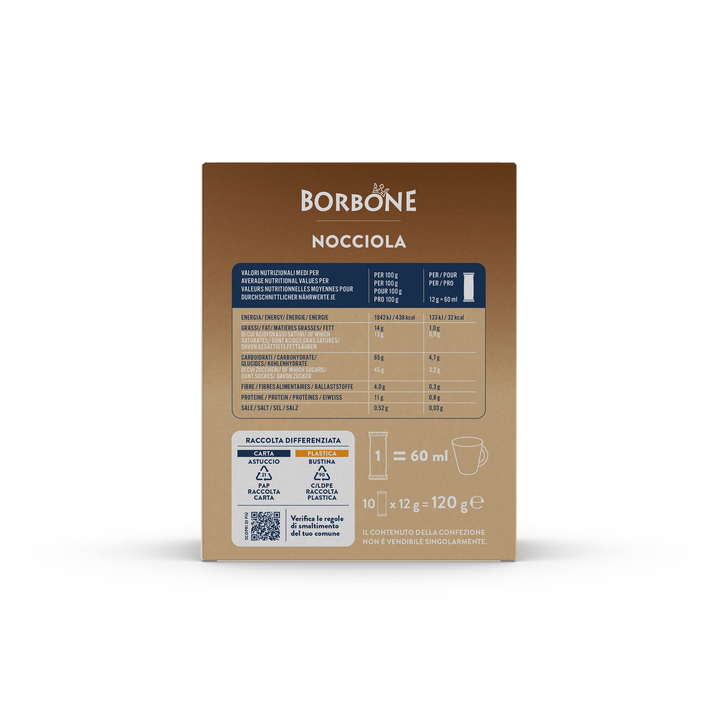 Caffè Borbone Hazelnut Sticks, 80 Sticks (8 x 10) - Instant Hazelnut Cappuccino for Pod Systems 8