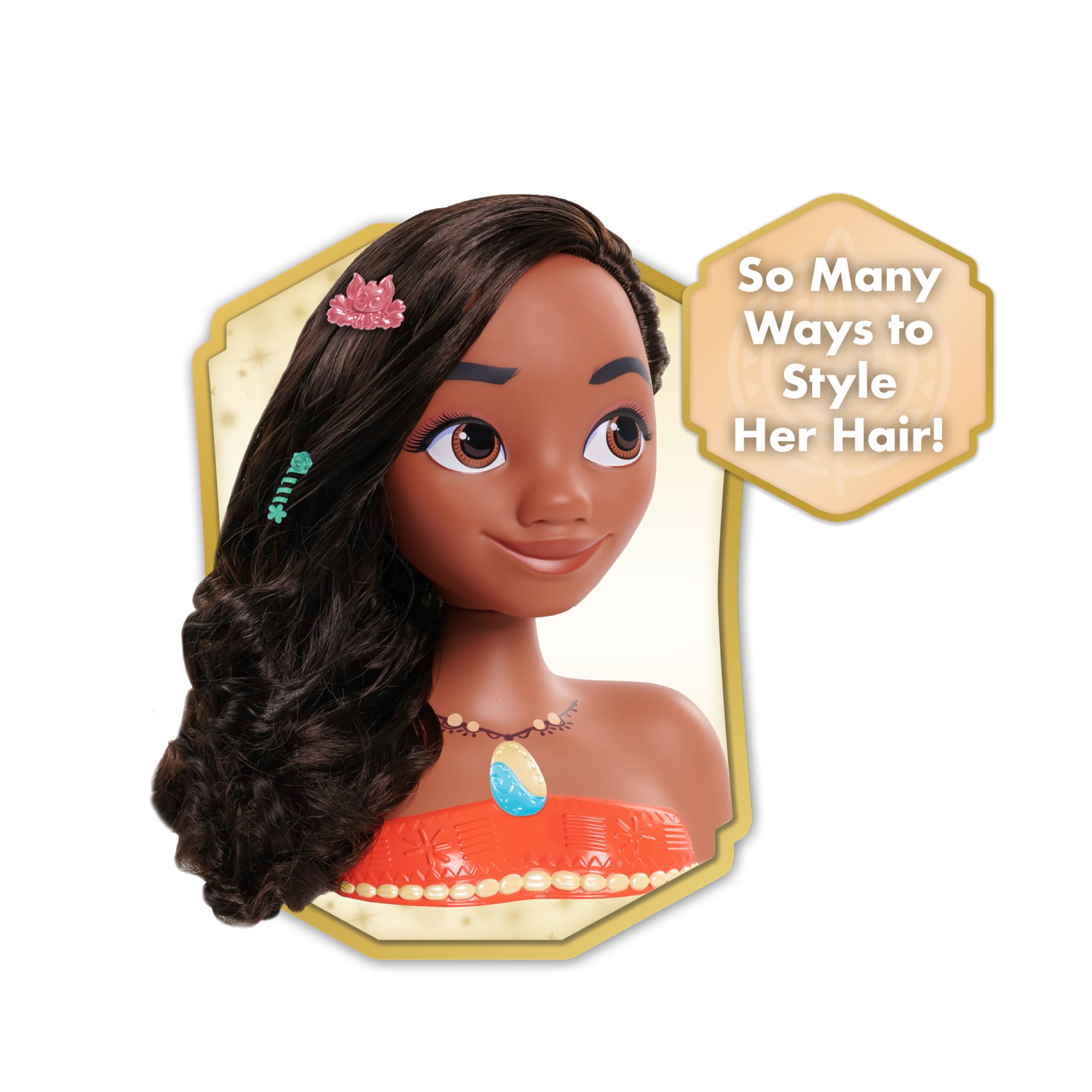 Disney Princess Moana Styling Head with Flower Crown & Accessories 9