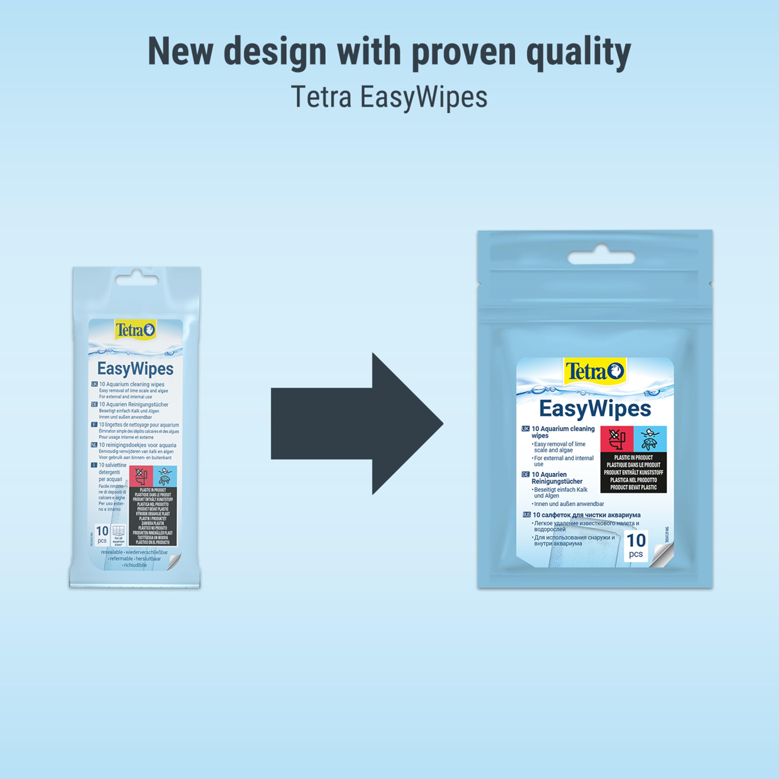 Tetra Aquarium Glass Cleaning Wipes - Pack of 10 for Algae and Lime Residue Removal