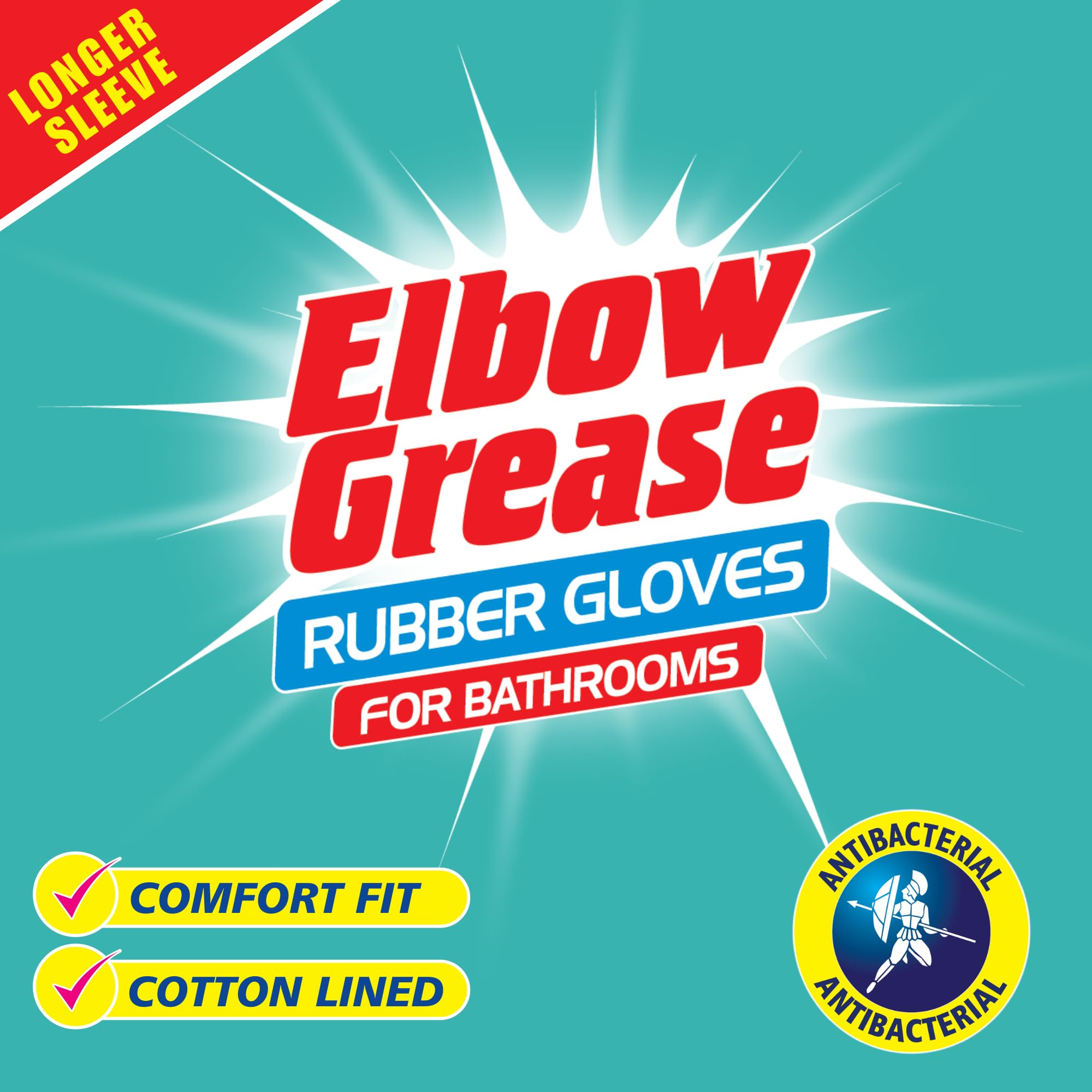 Elbow Grease - Rubber Cleaning Gloves with Cotton Lining for Bathroom & Home Use 4