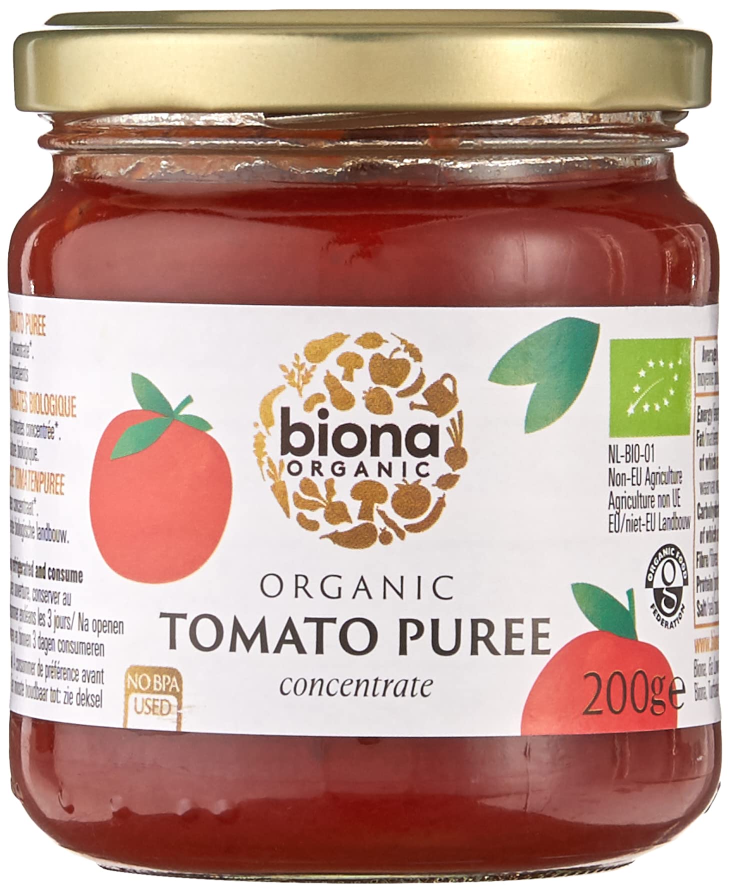 Biona Organic Tomato Puree 200g - 100% Organic Tomato Concentrate