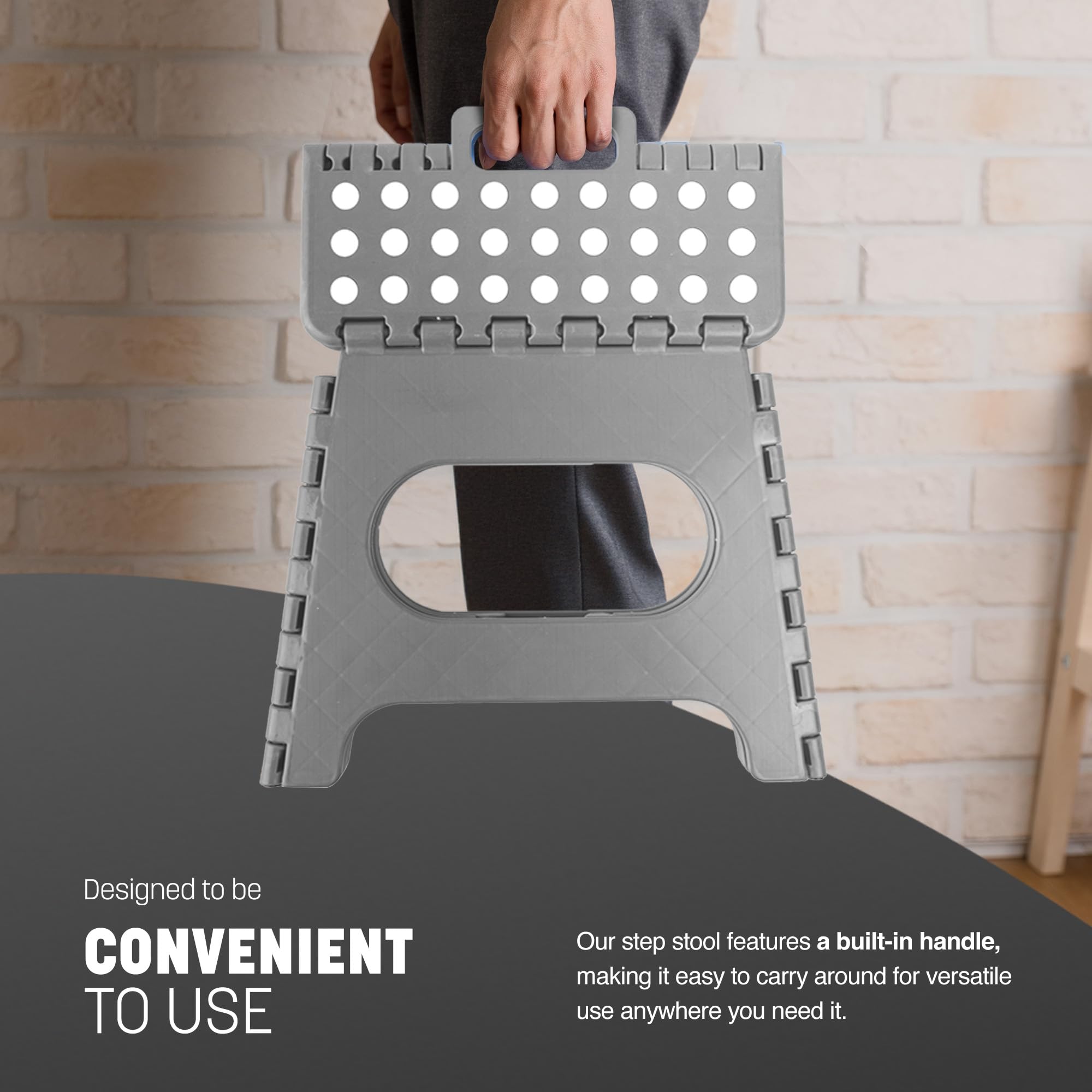 KEPLIN 11 Inch Heavy Duty Folding Step Stool | 150kg Capacity | Grey Plastic 4