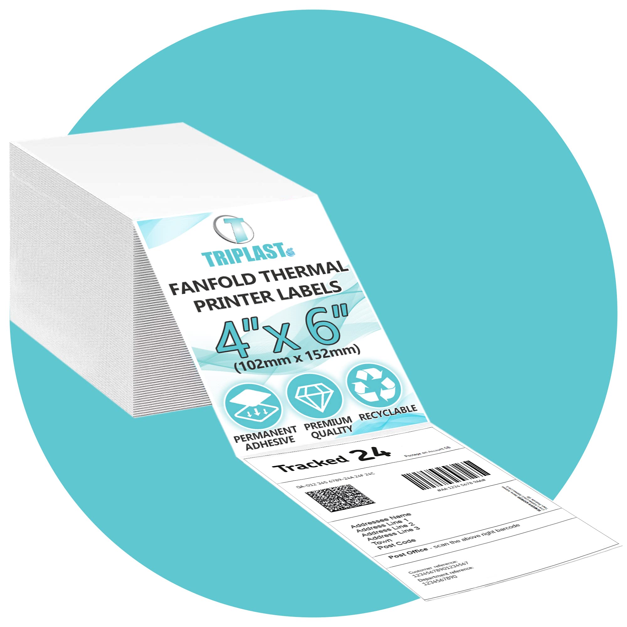 Triplast 250-Pack 4x6 Inch Fanfold Thermal Printer Labels | Smudge Resistant | Recyclable 1