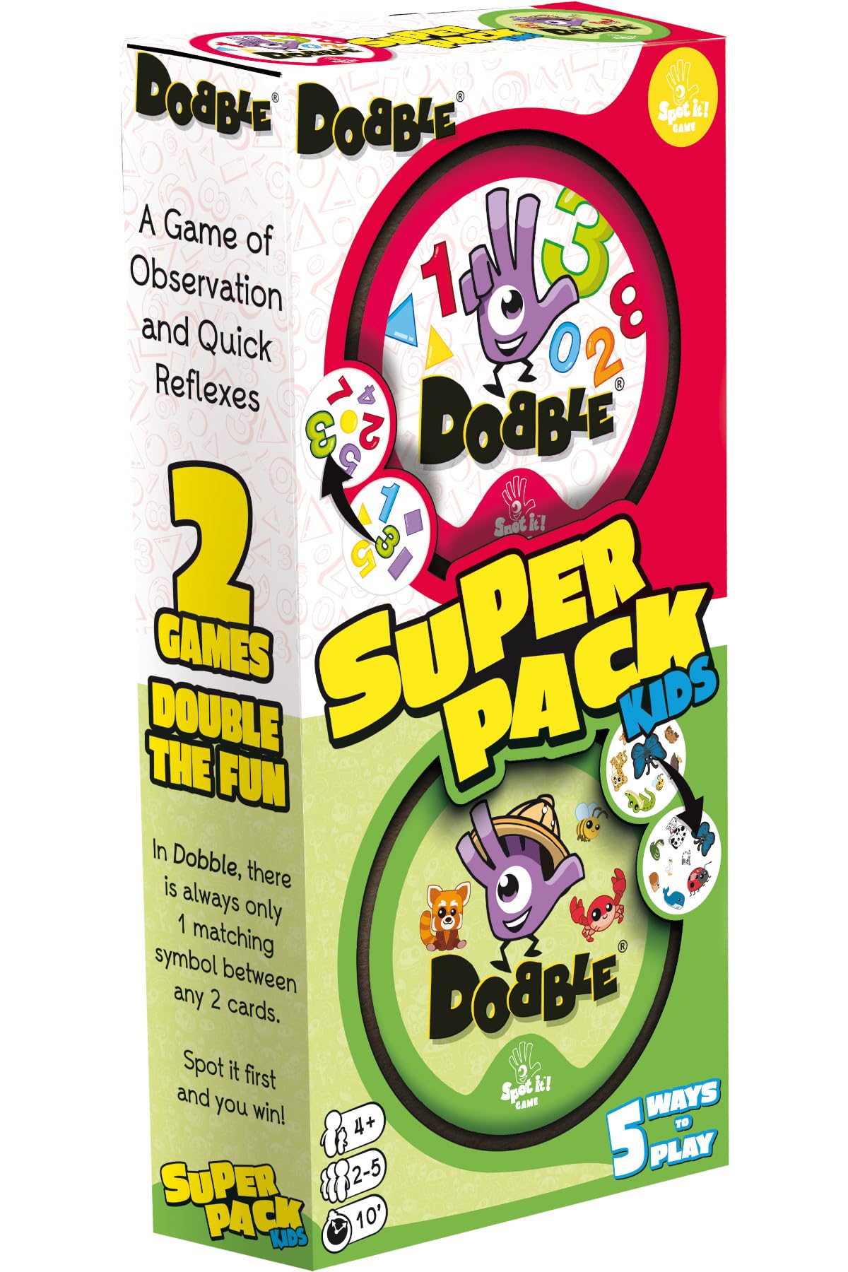 Asmodee Dobble Super Pack Kids 123 + Animals Family Card Game
