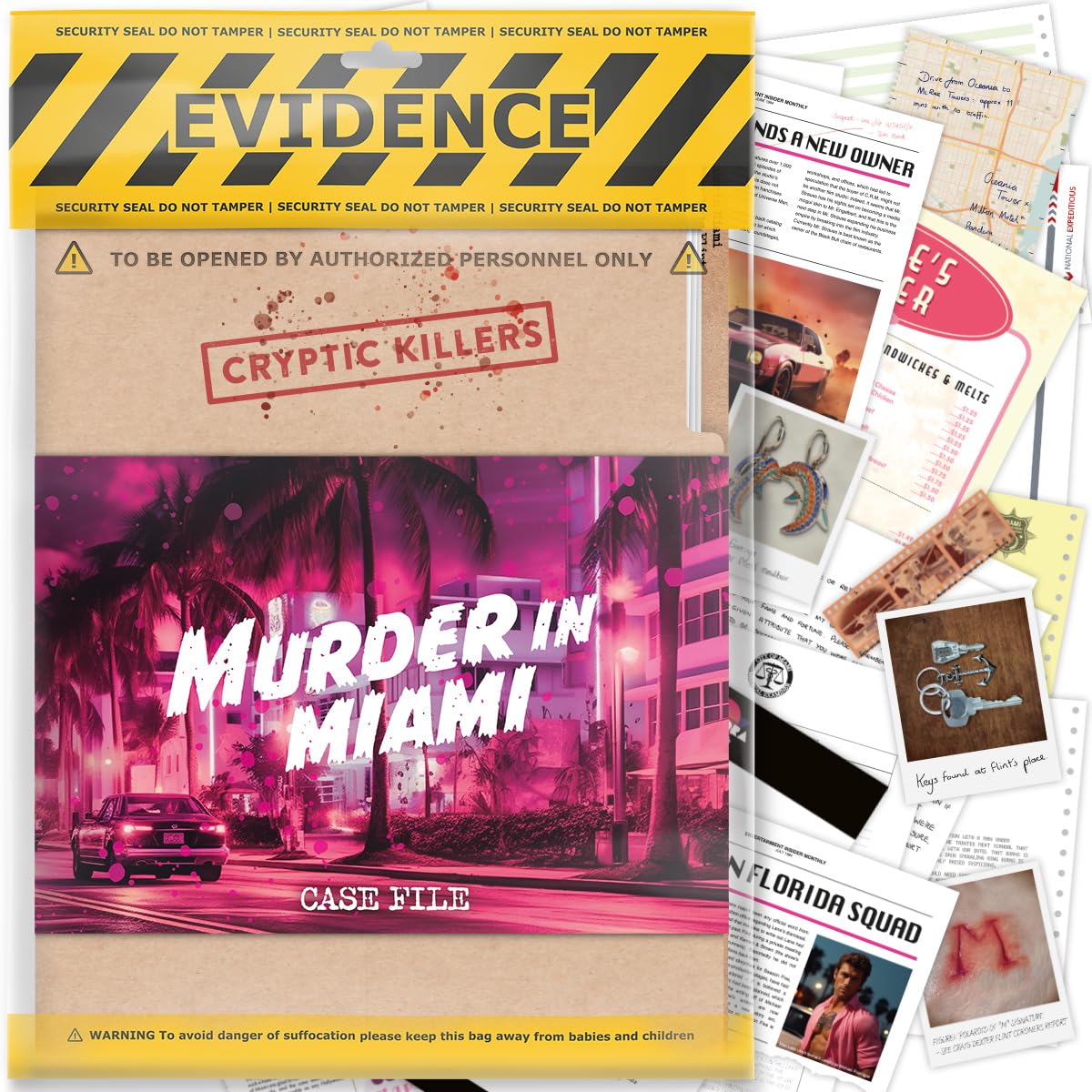 Cryptic Killers Murder in Miami Unsolved Murder Mystery Game | 36 Pieces | 4.5/5 Difficulty 1