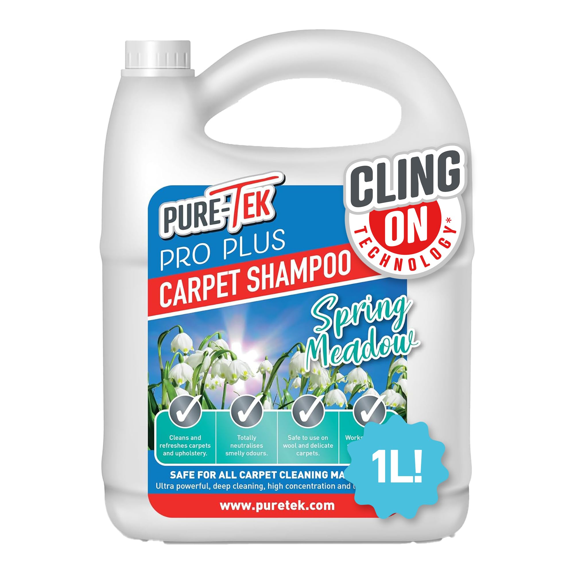 PURE-TEK Carpet Machine Detergent Shampoo - Concentrated Liquid for Deep Cleaning | 1L 1
