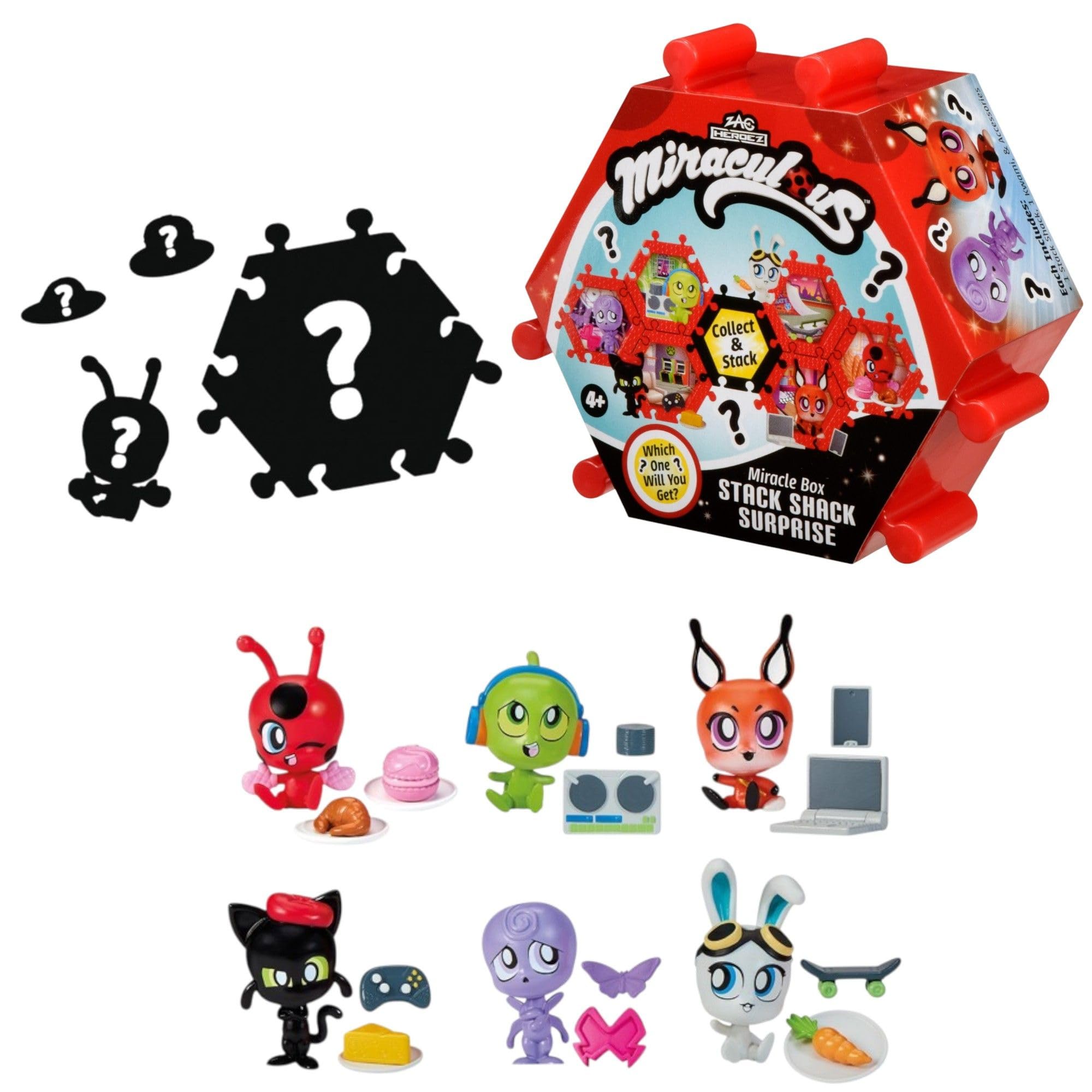 Bandai Miraculous Shack Stack Surprise - Ladybug & Cat Noir Chibi Figure with Accessories