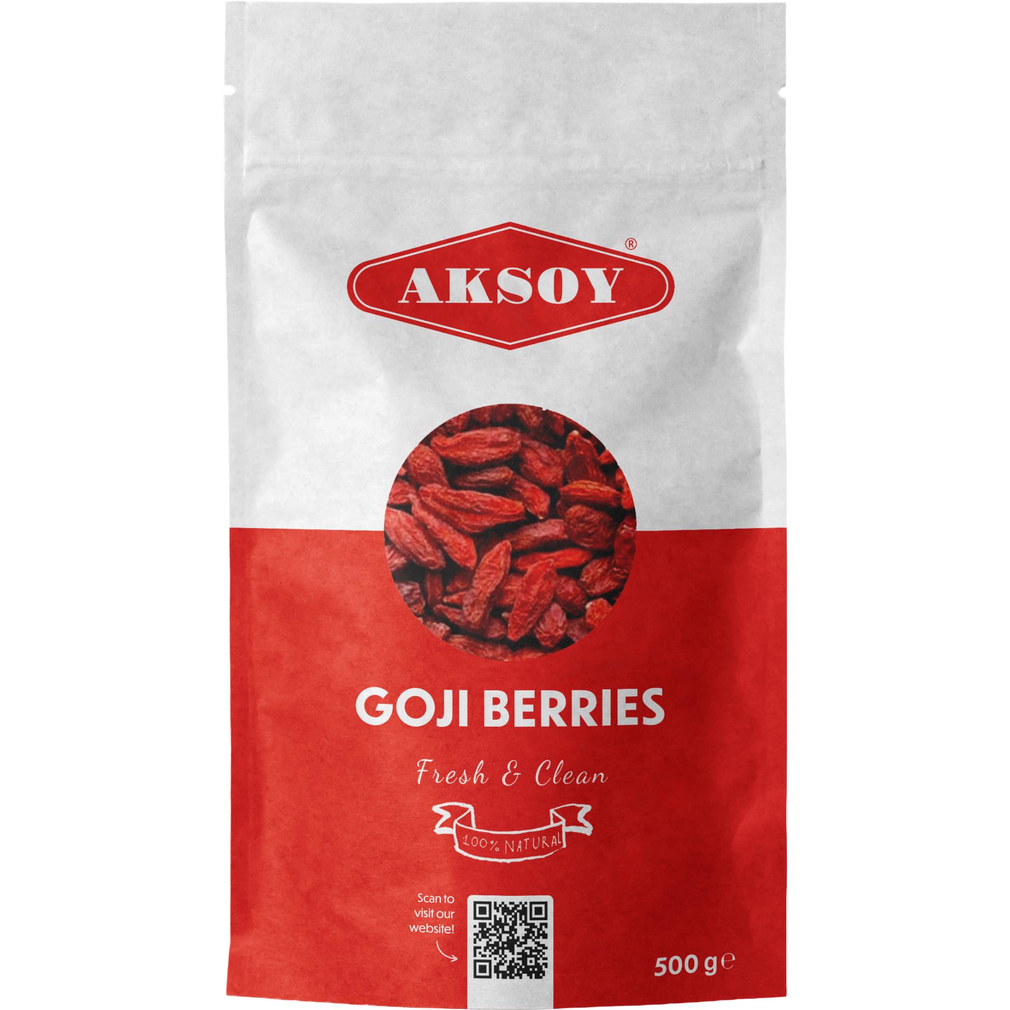 AKSOY Raw Sun-Dried Goji Berries - 500g Natural Wolfberries | Vegan Friendly
