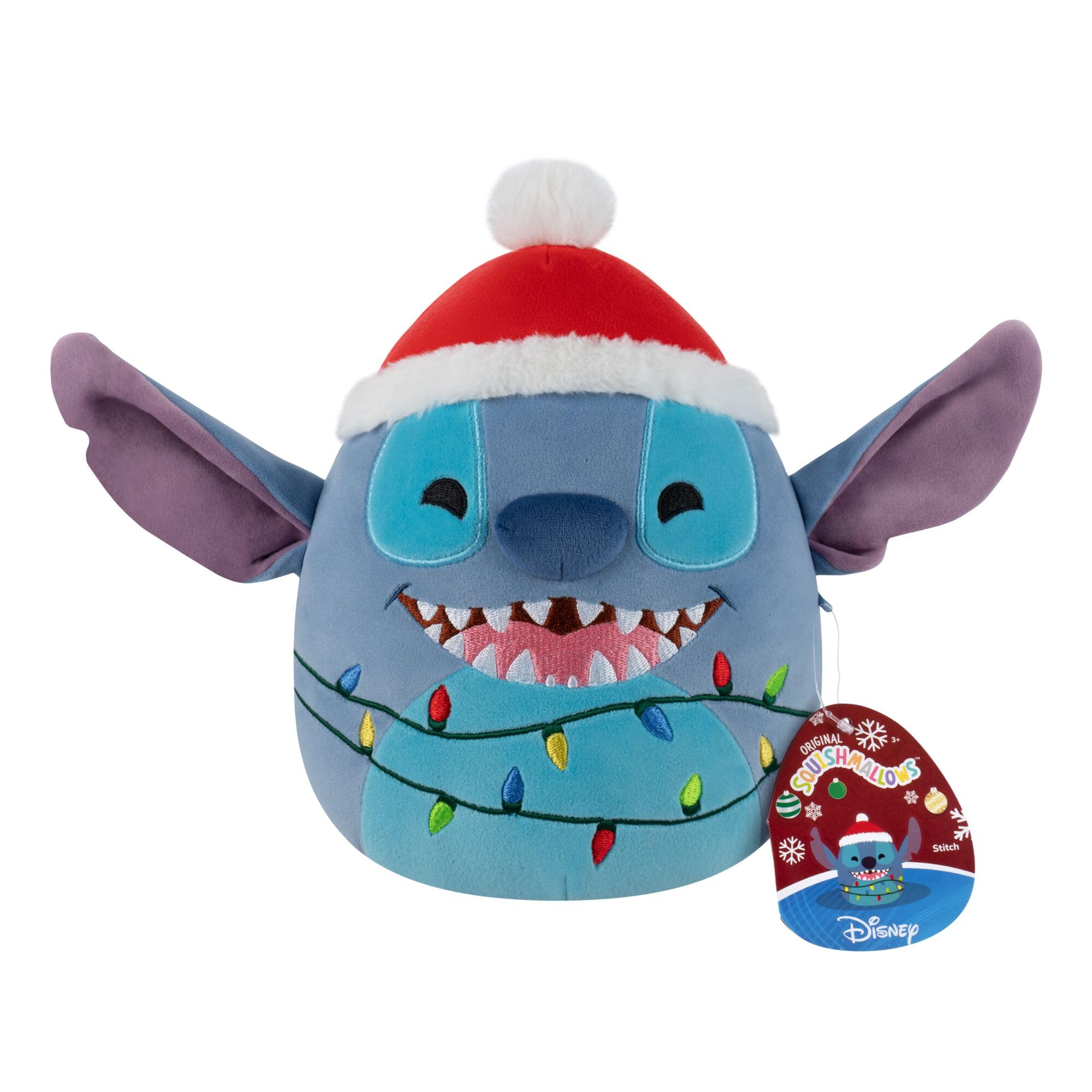 Squishmallows 8-Inch Holiday Stitch with Santa Hat - Disney Plush Toy 5
