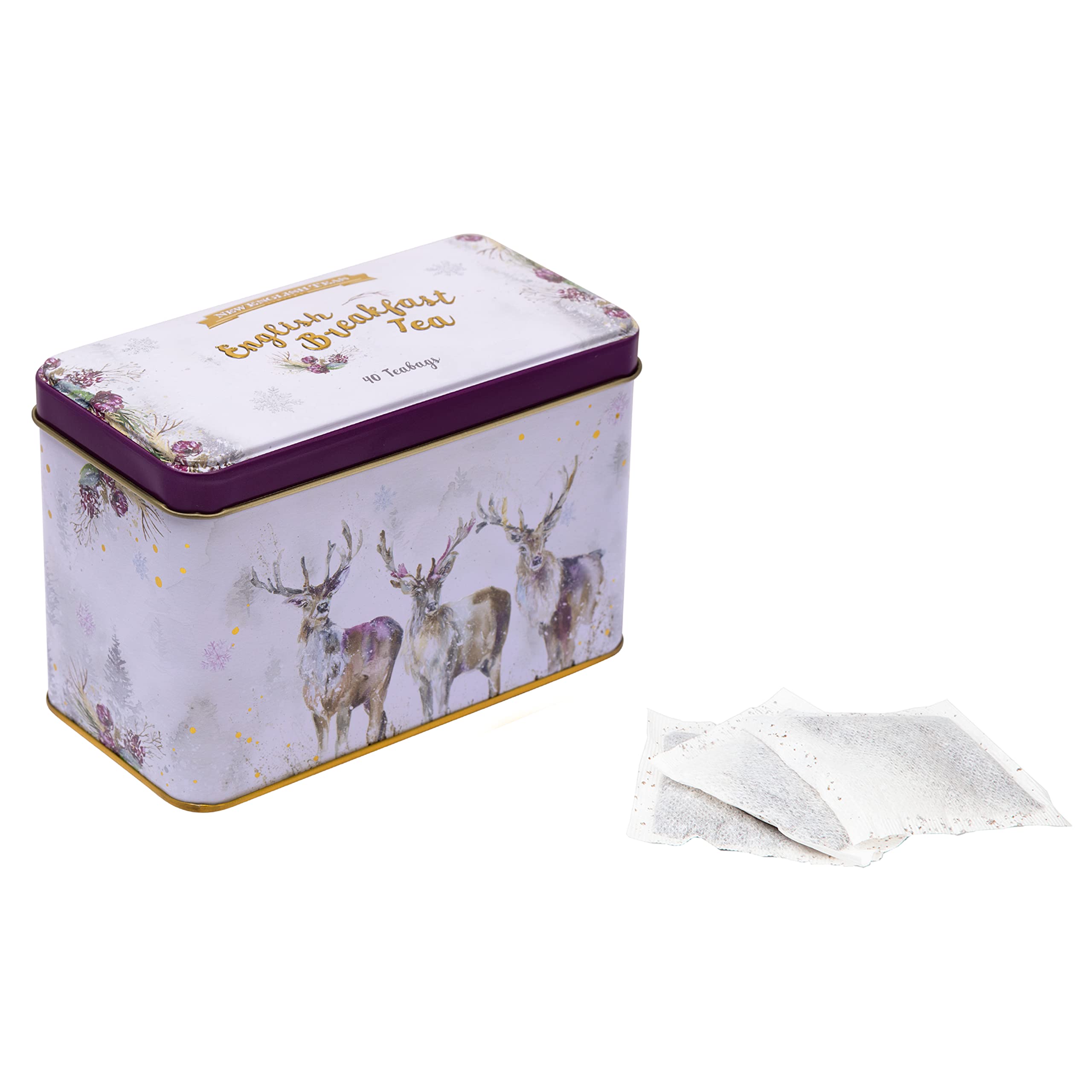 New English Teas Christmas Stag Tea Tin with 40 English Breakfast Teabags 3